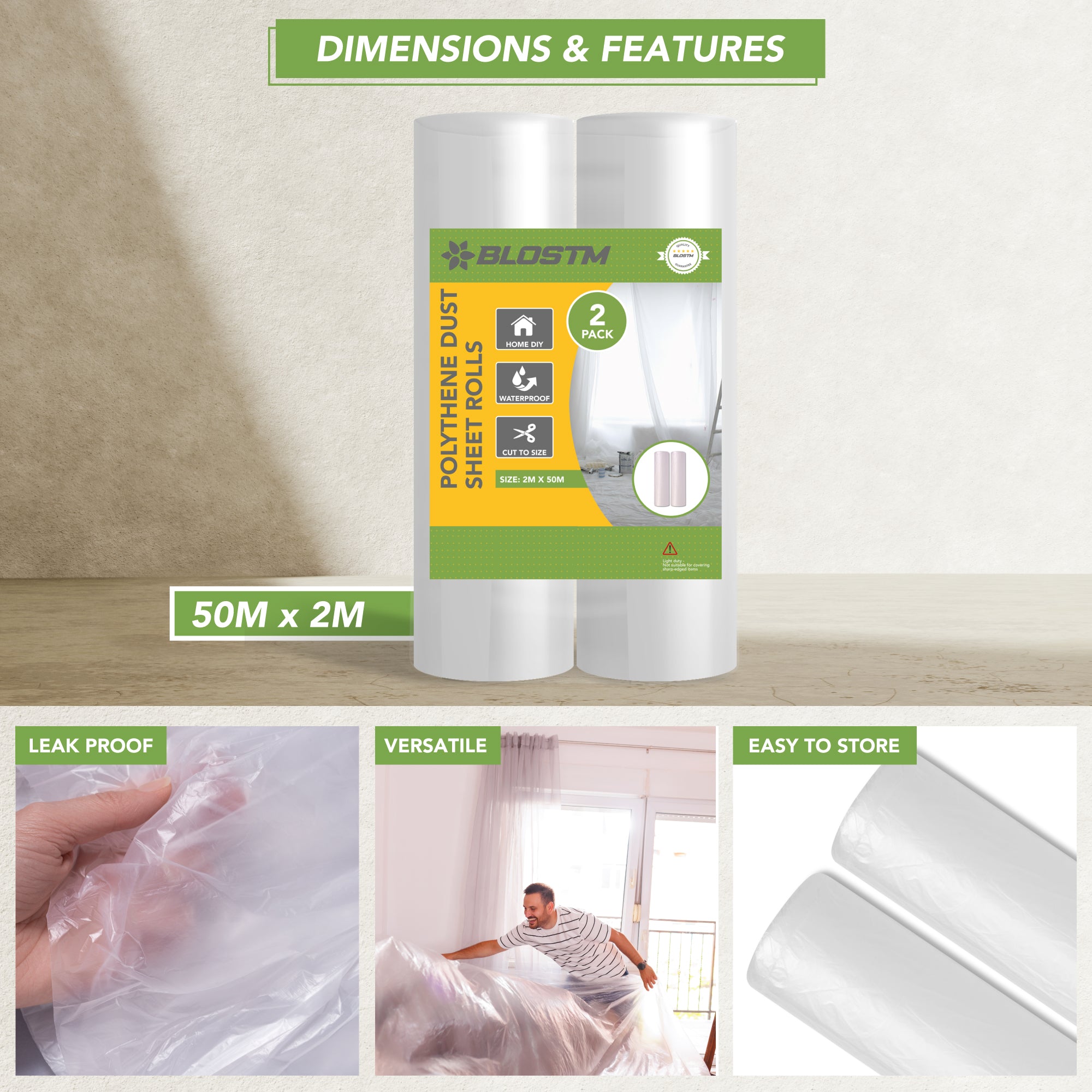 BLOSTM POLYTHENE DUST SHEET ROLLS