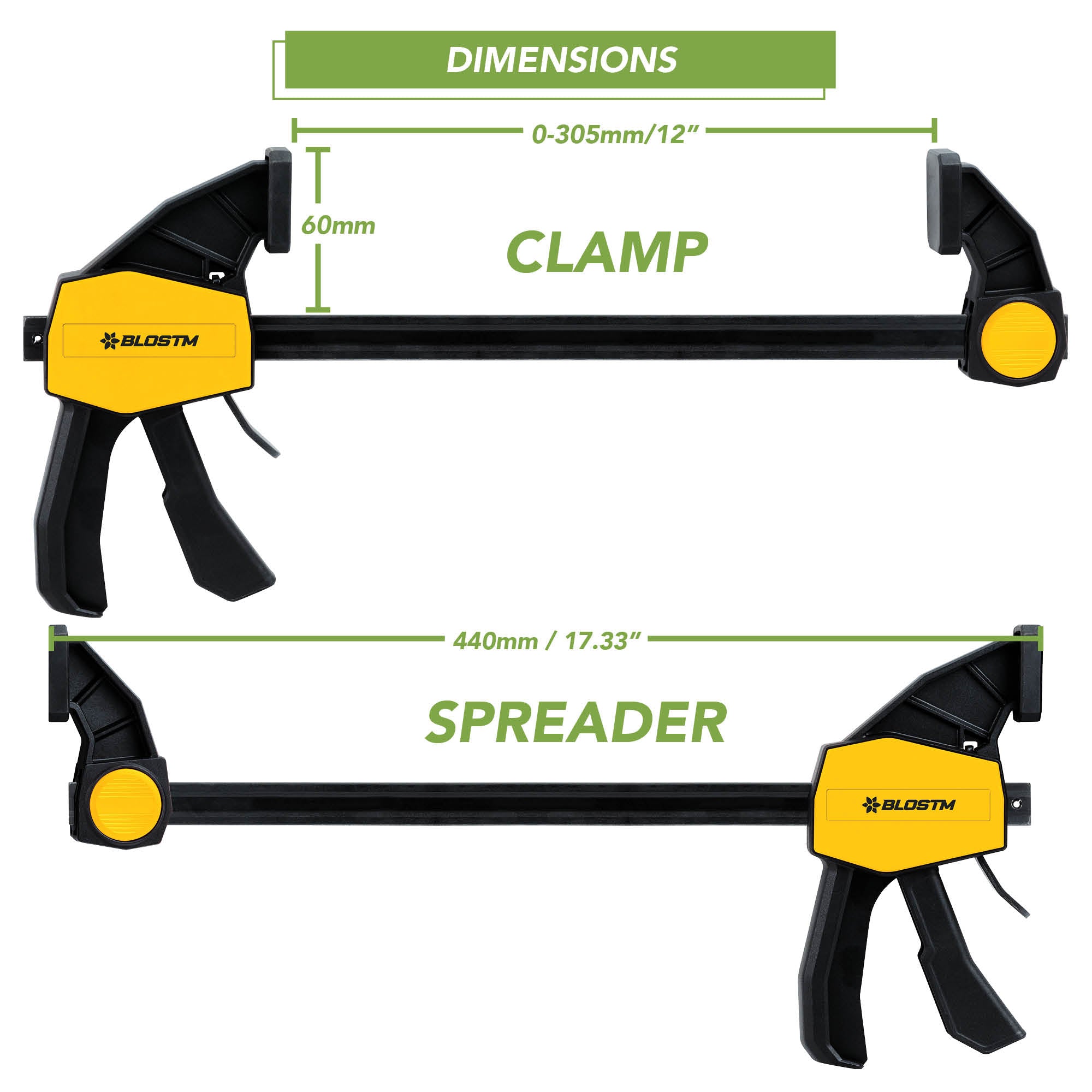 BLOSTM RATCHET BAR CLAMP SET, PACK OF 2 - 12-INCH/300MM