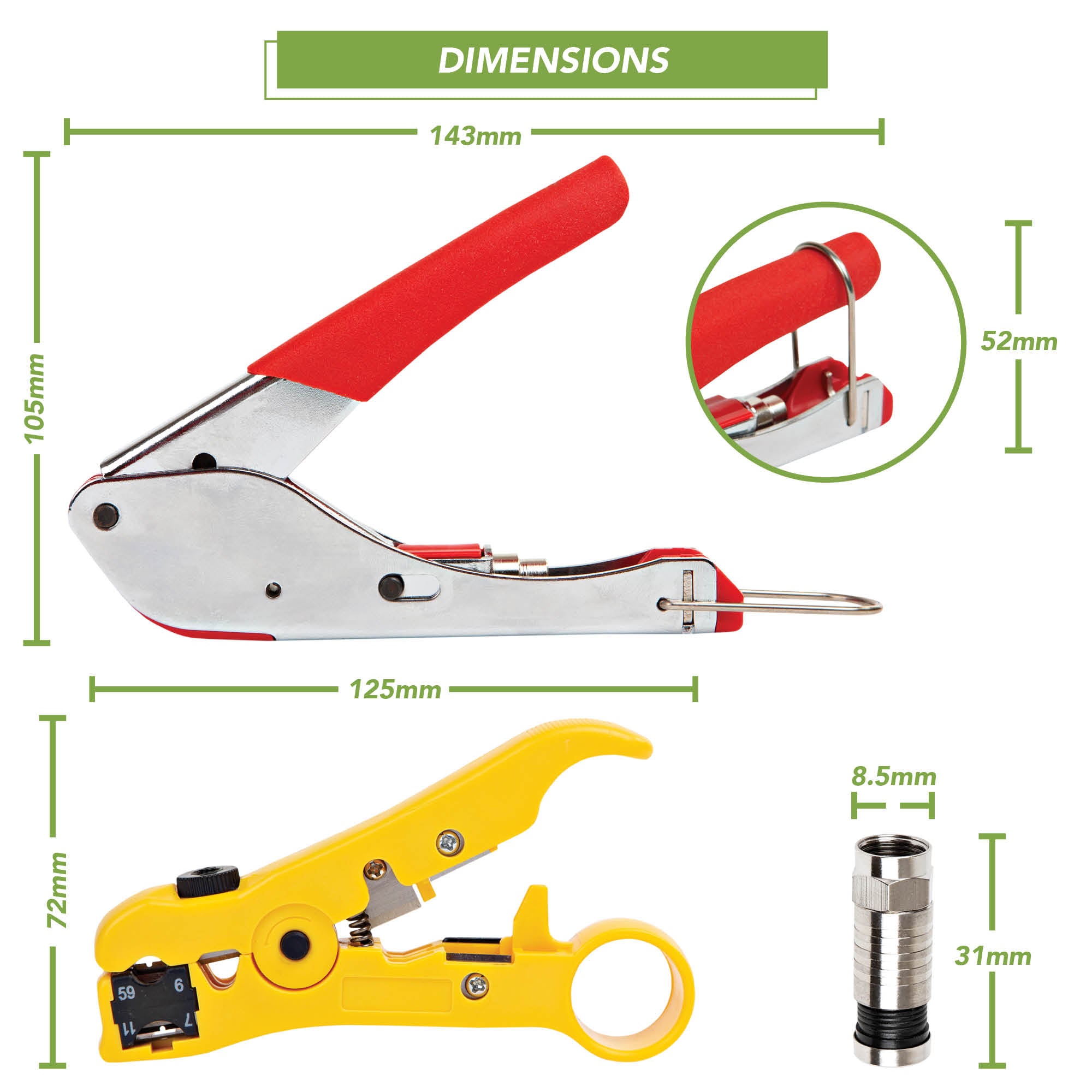 BLOSTM COAXIAL CABLE COMPRESSION TOOL KIT WITH CRIMP TOOL