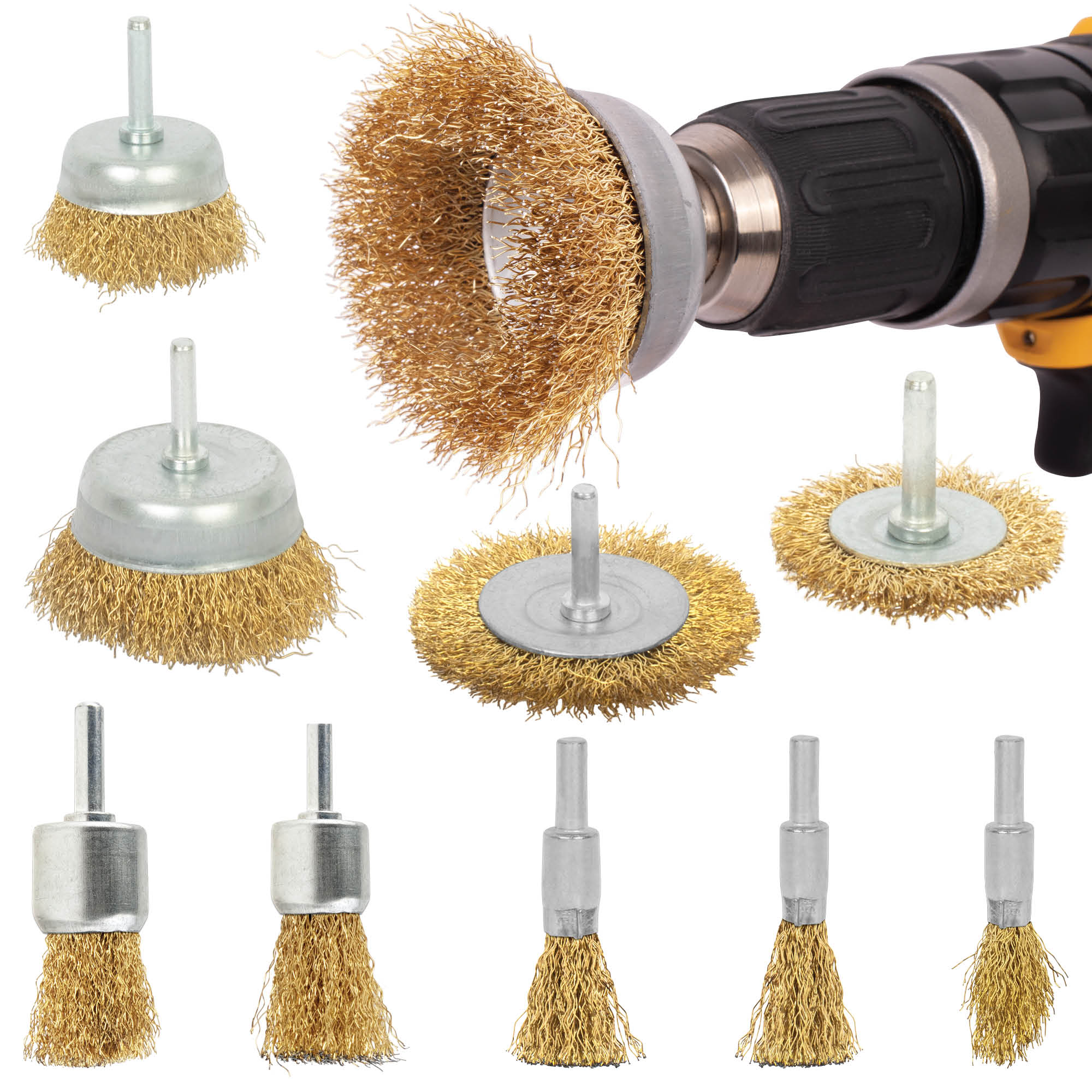 BLOSTM BRASS COATED POWER BRUSH SETS 9PCS