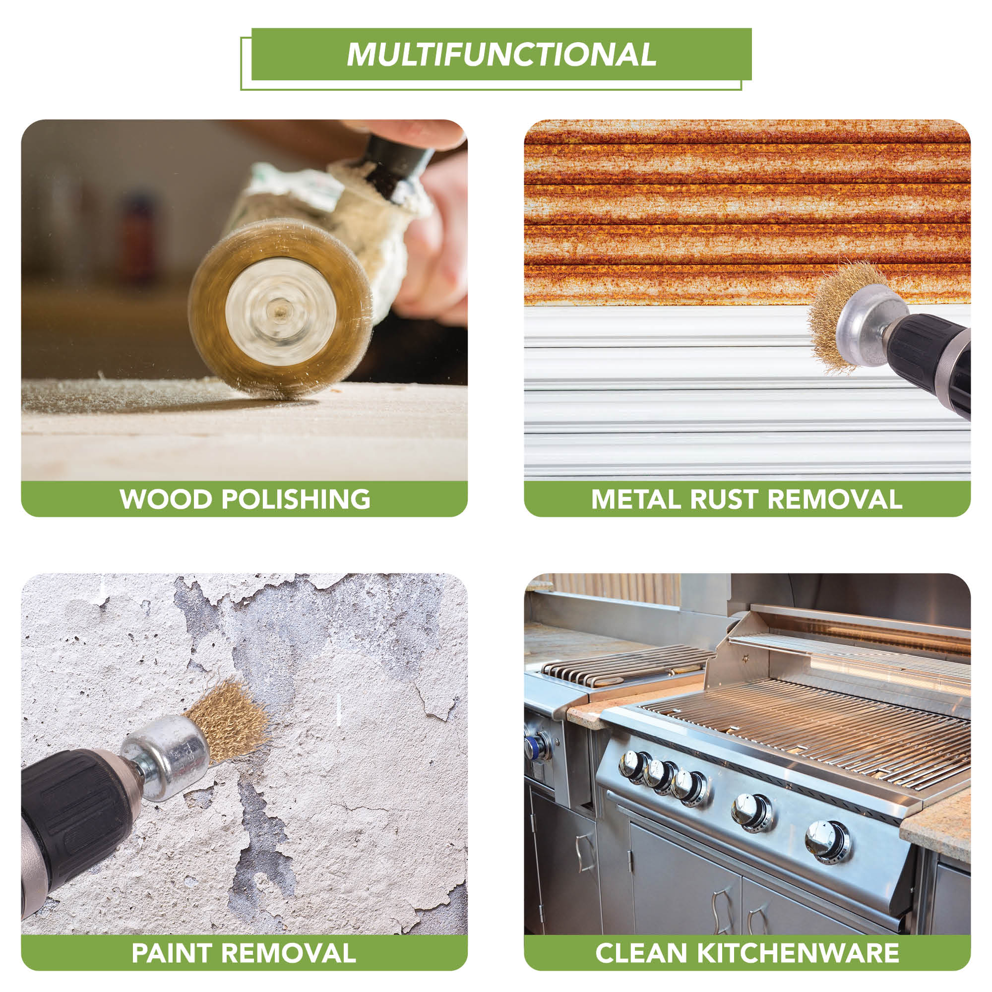 BLOSTM BRASS COATED POWER BRUSH SETS 9PCS