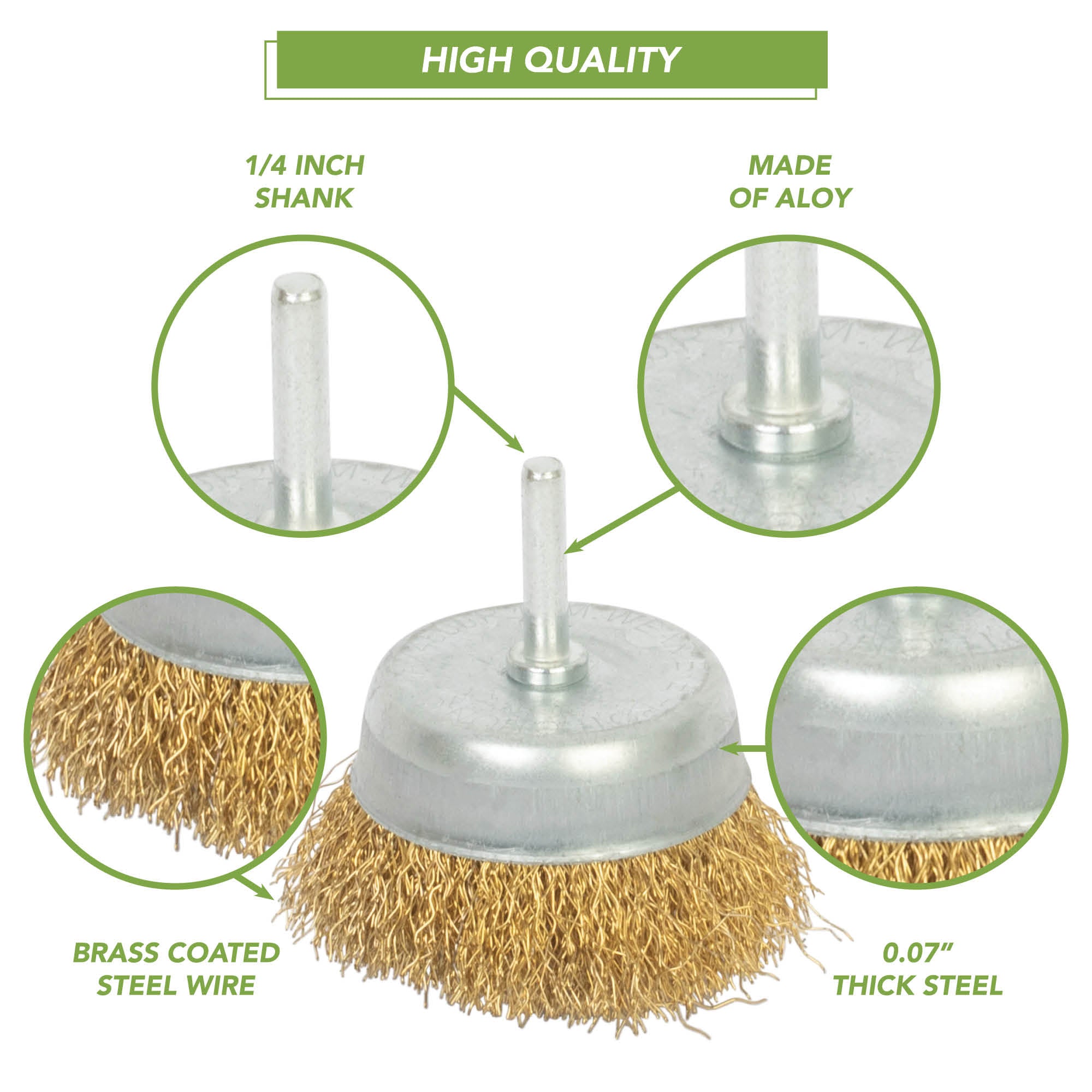 BLOSTM BRASS COATED POWER BRUSH SETS 9PCS