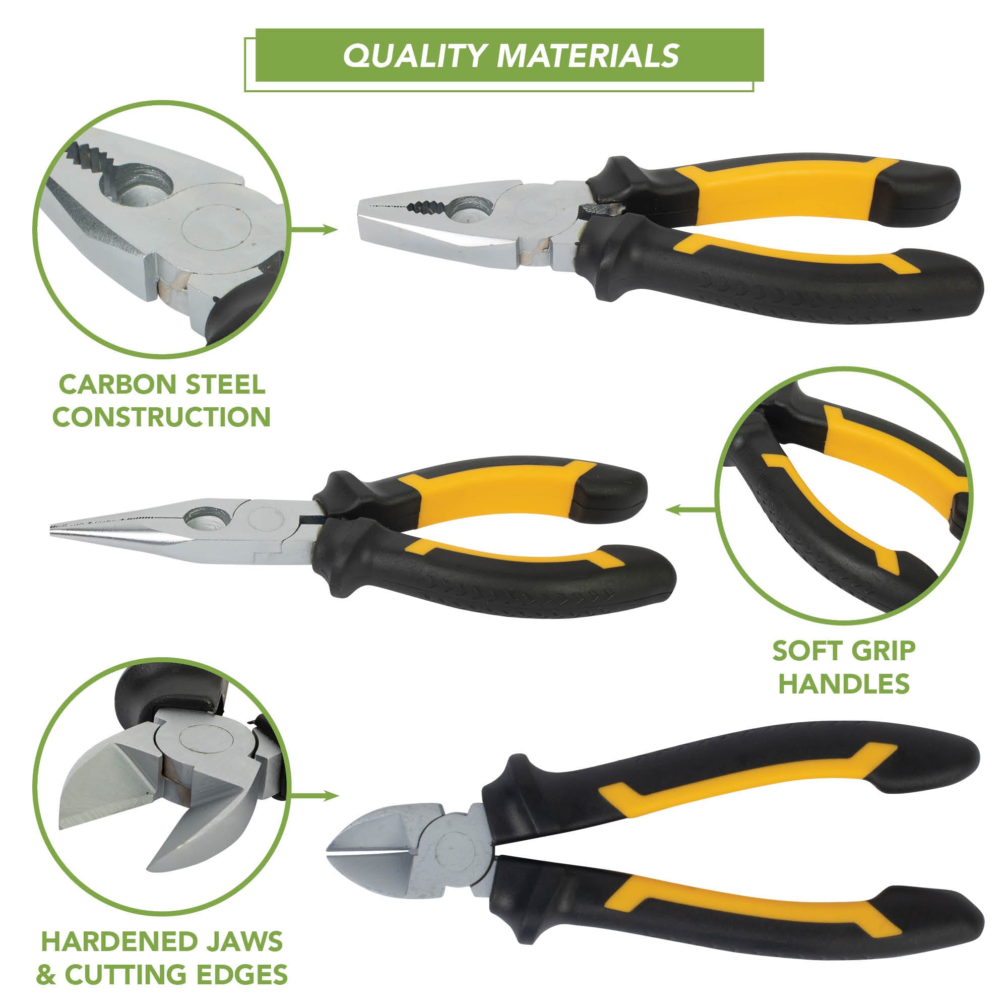 BLOSTM HEAVY DUTY PLIERS SET - 3 PCS