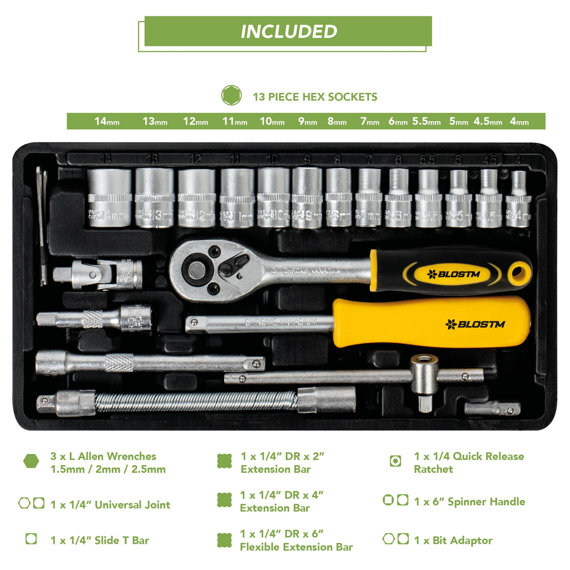BLOSTM SOCKET WRENCH SET - 46 PIECE