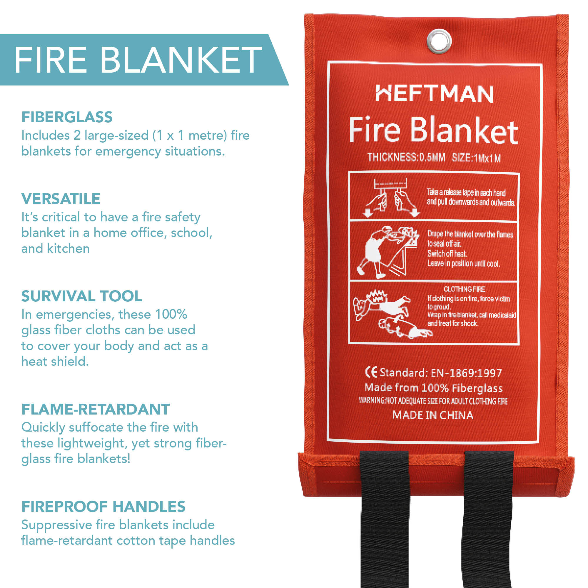 HEFTMAN FIRE BLANKETS 2 PACK