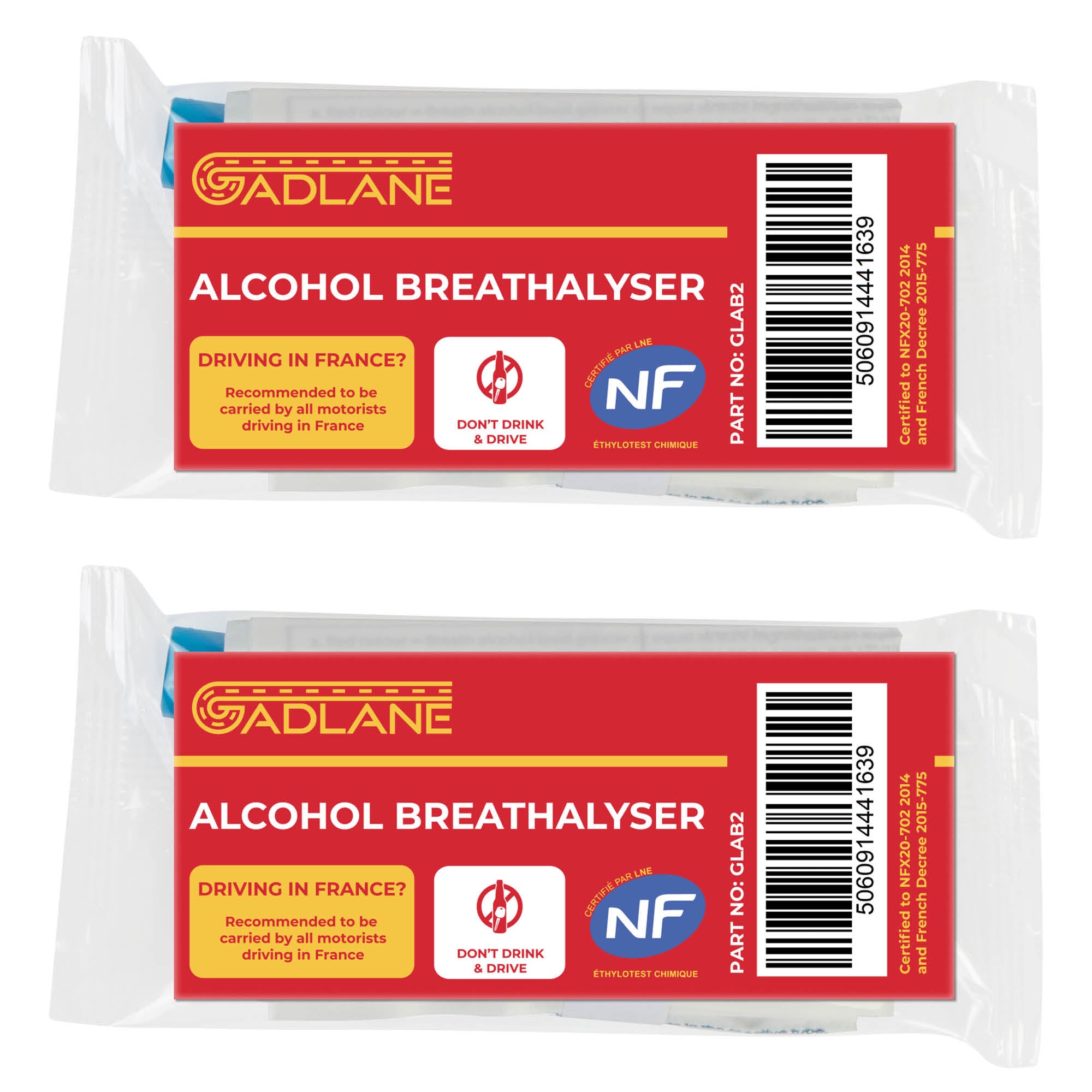 GADLANE ALCOHOL BREATHALYSERS - TWIN PACK