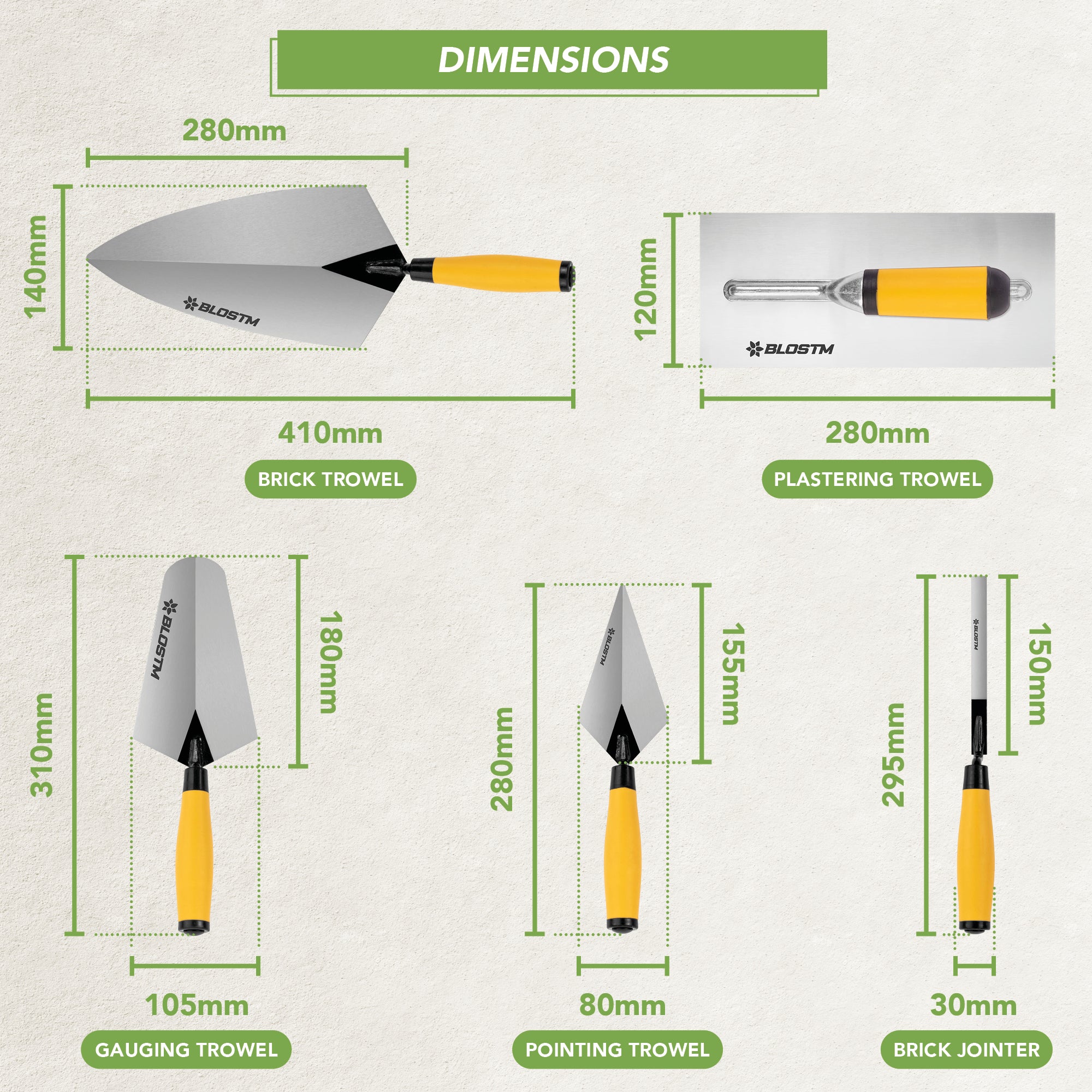 BLOSTM TROWEL SET 5 PIECE
