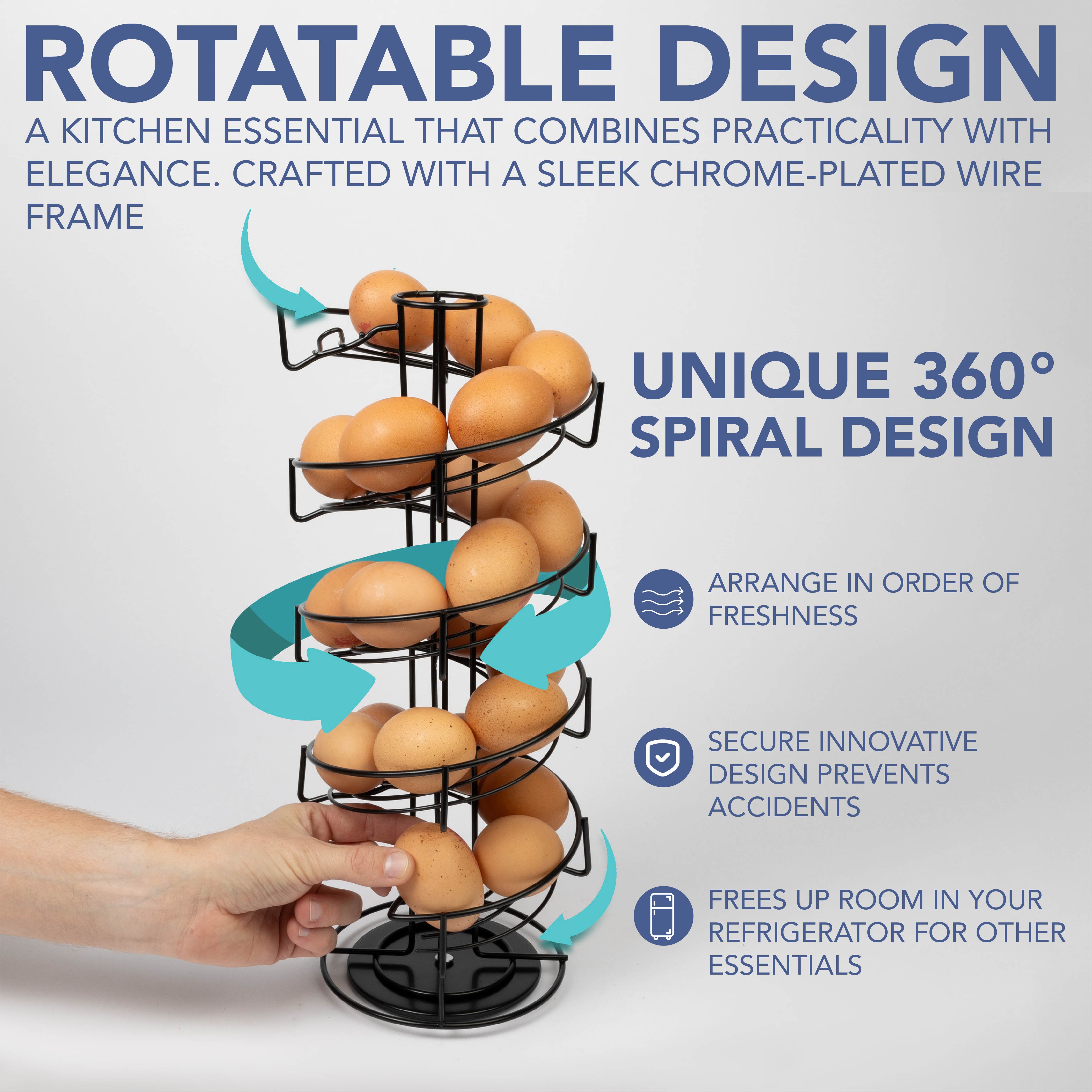 HEFTMAN SPIRAL EGG DISPENSER RACK - BLACK