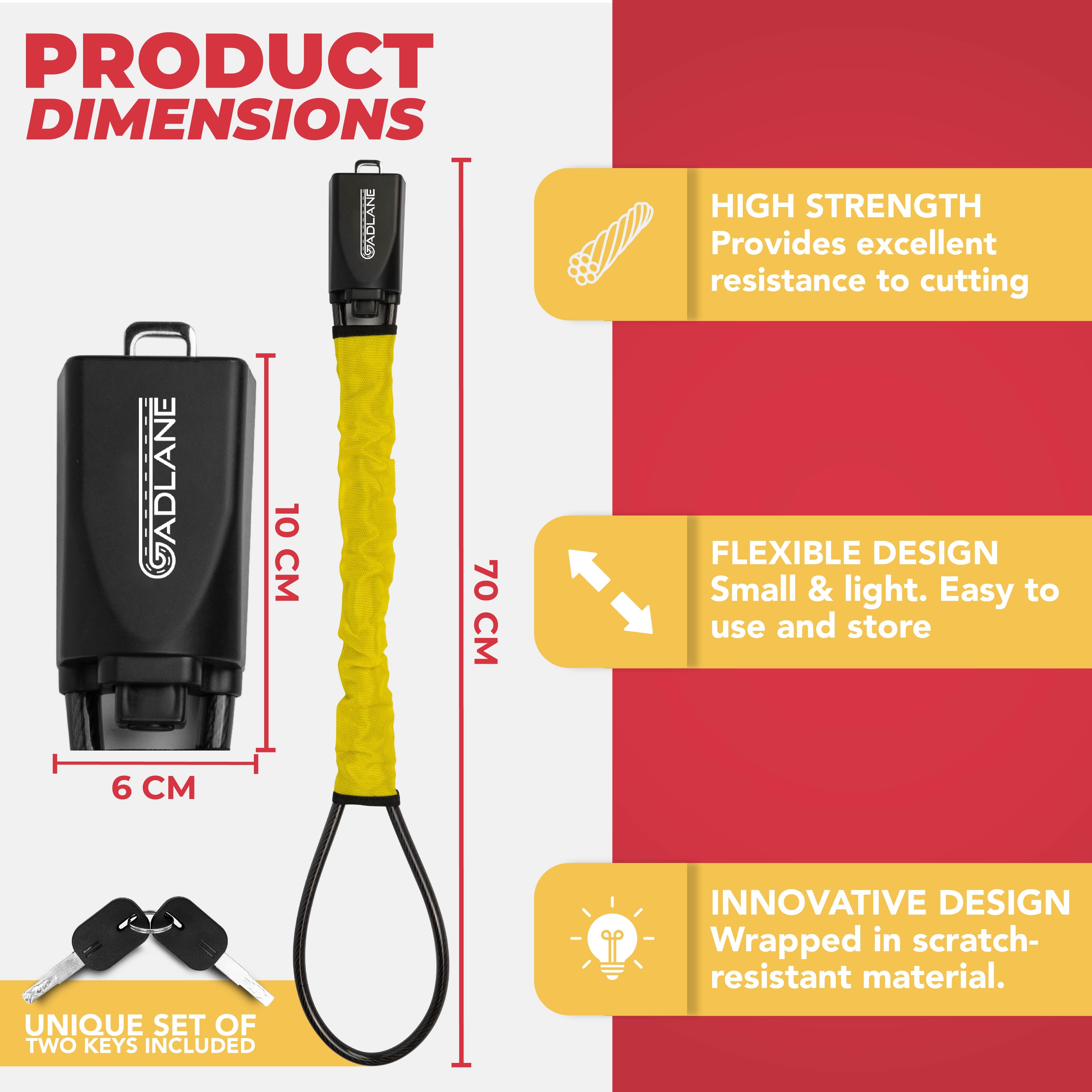 GADLANE STEERING WHEEL TO SEAT BELT LOCK - YELLOW