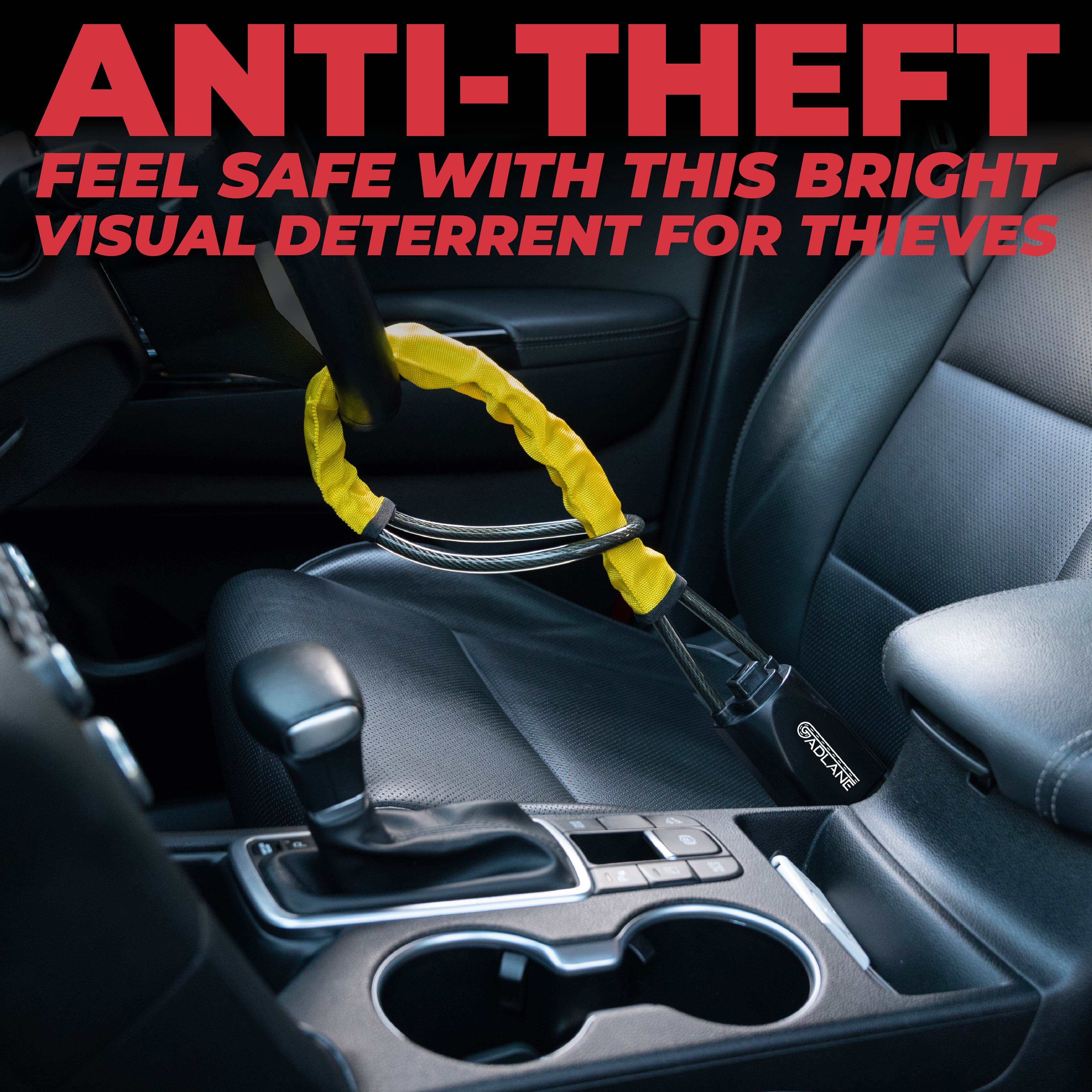 GADLANE STEERING WHEEL TO SEAT BELT LOCK - YELLOW