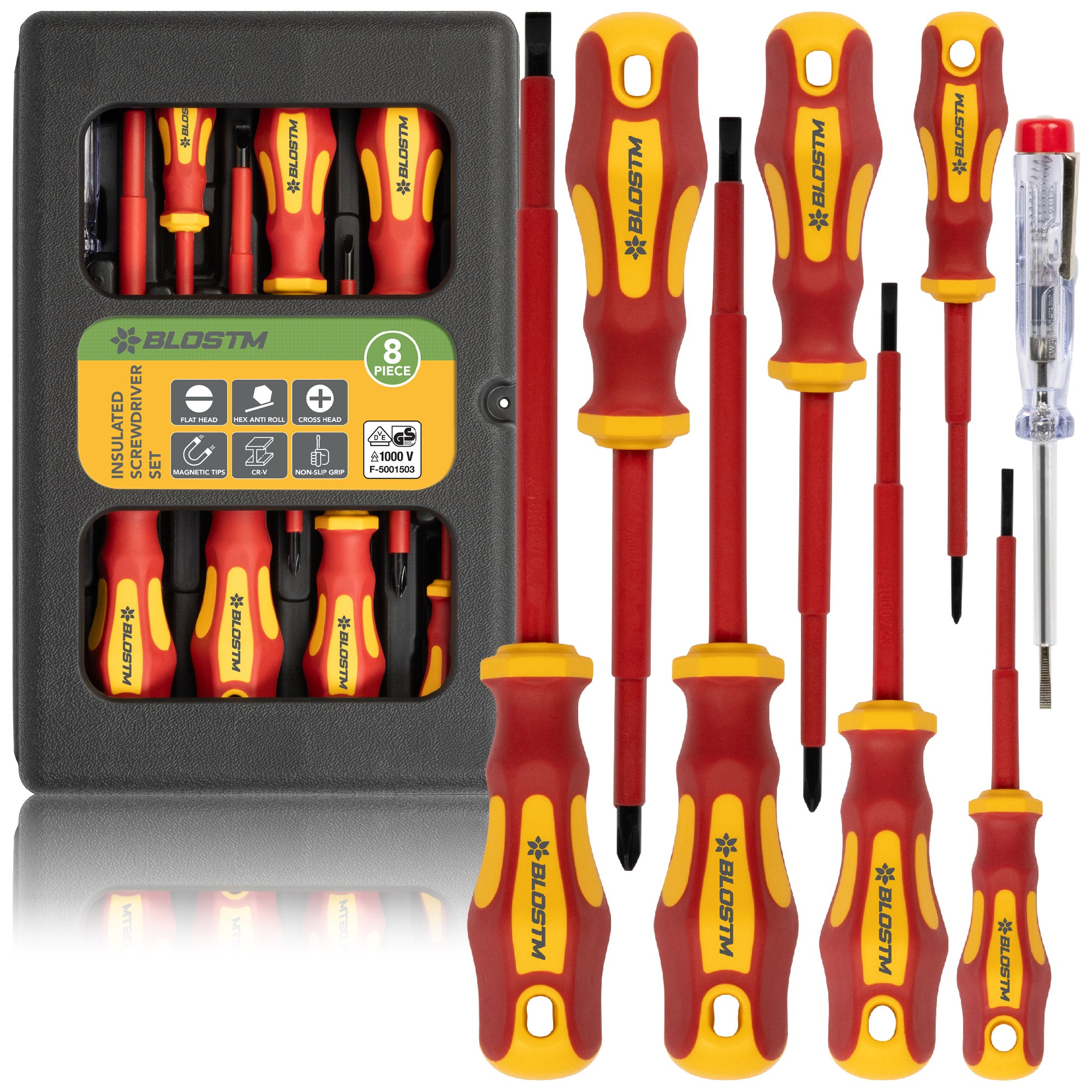 BLOSTM INSULATED SCREWDRIVER SET 8 PIECE