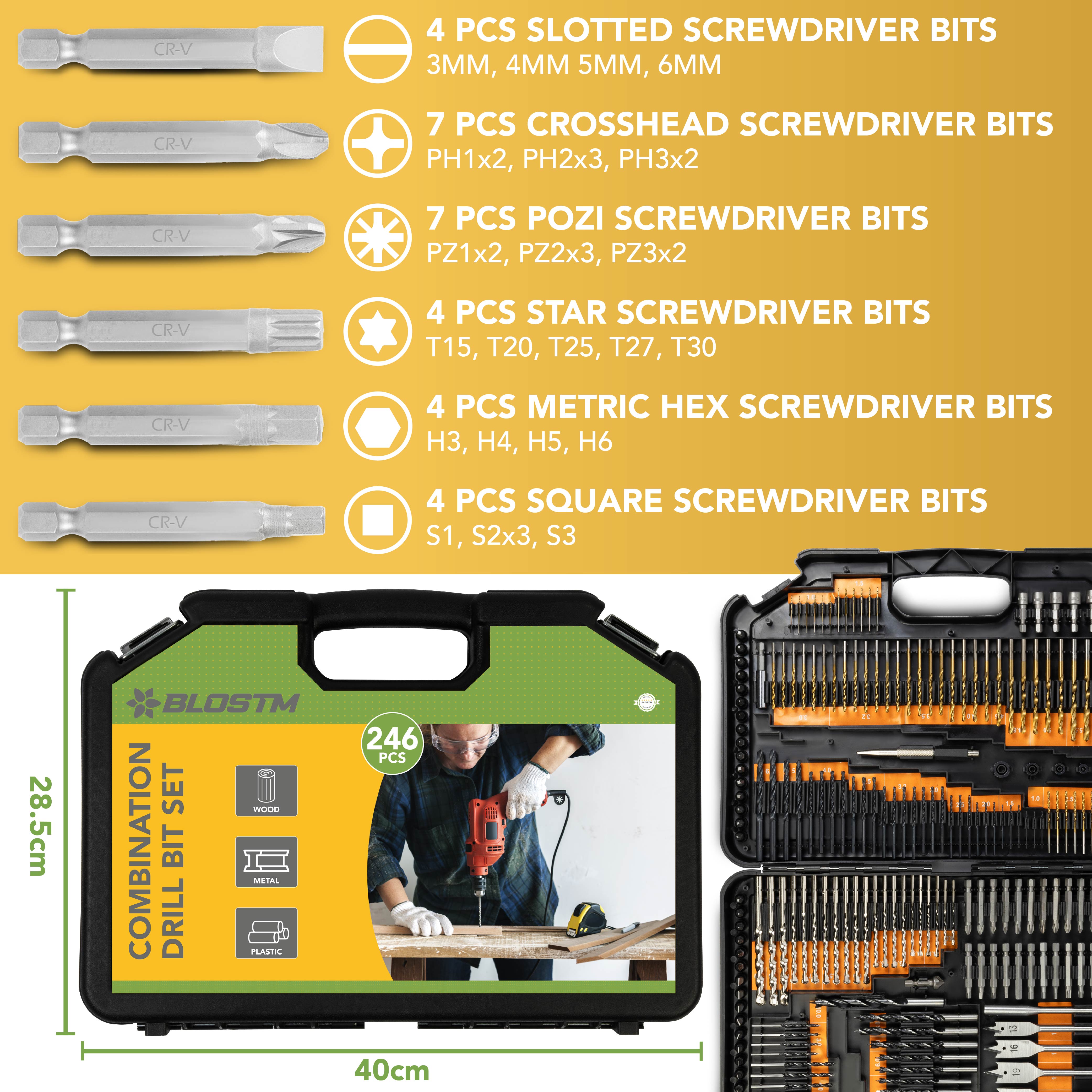 BLOSTM 246PC COMBINATION DRILL BIT SET