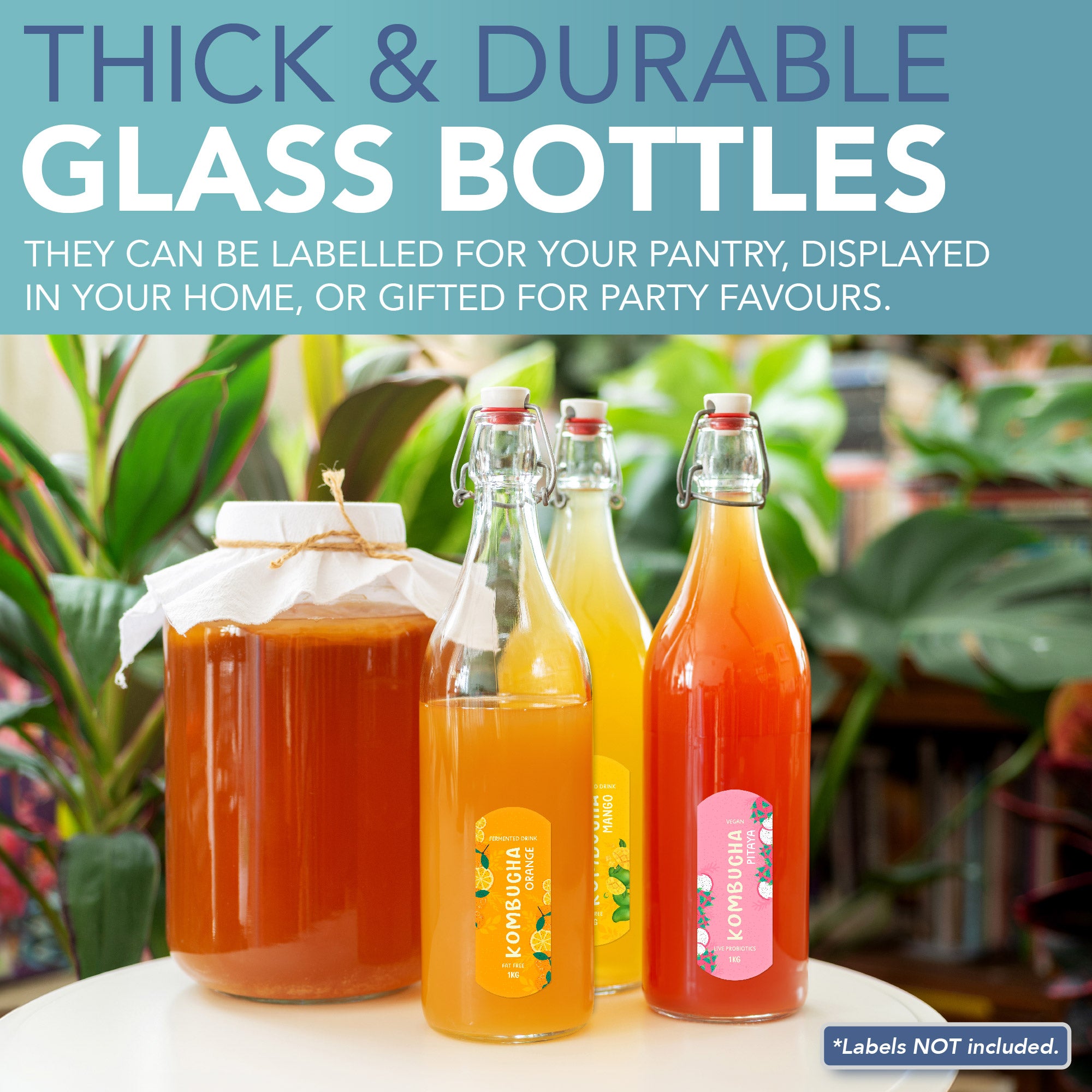 HEFTMAN CLIP TOP BOTTLES 1 LITRE - 6 PACK