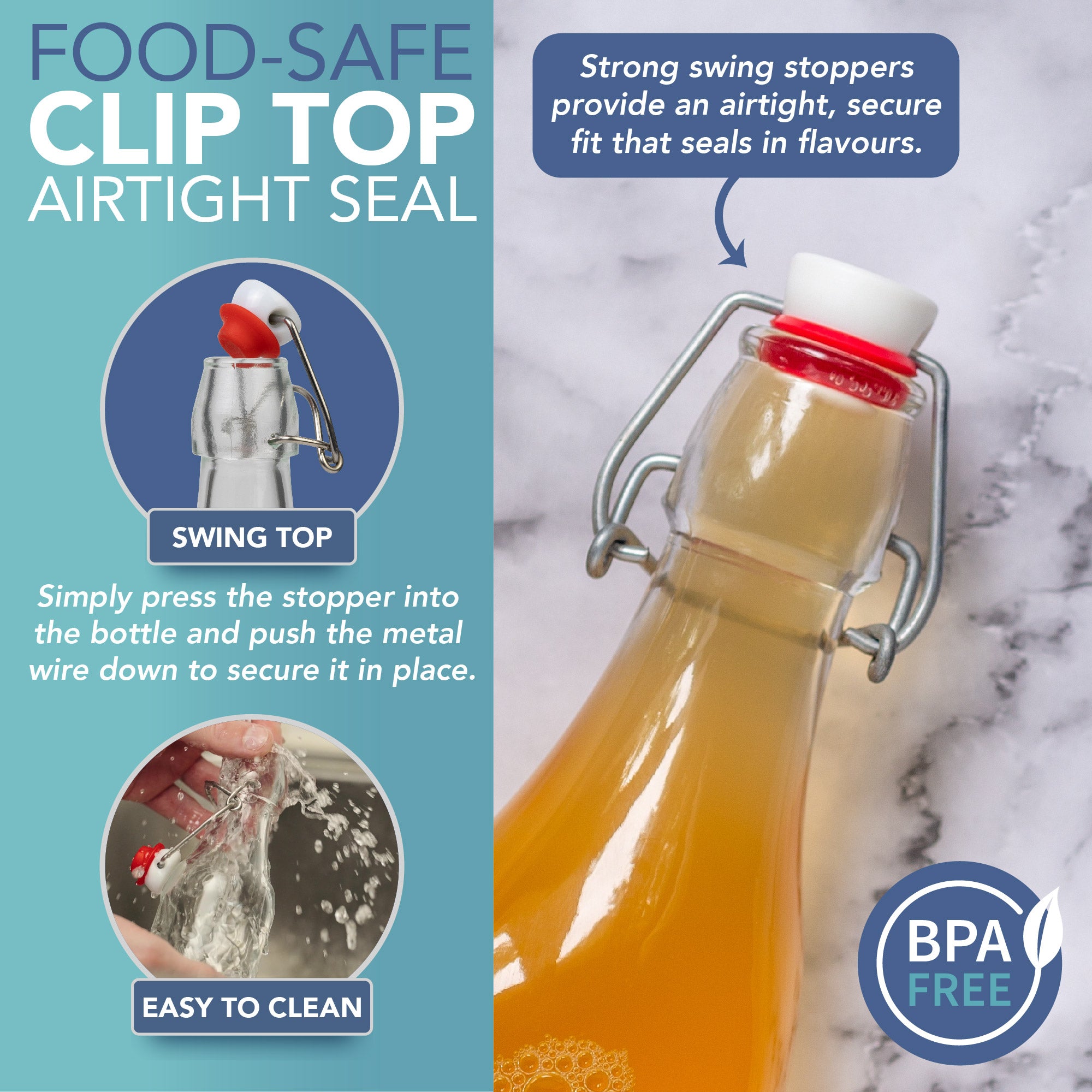 HEFTMAN CLIP TOP BOTTLES 500ML - 6 PACK