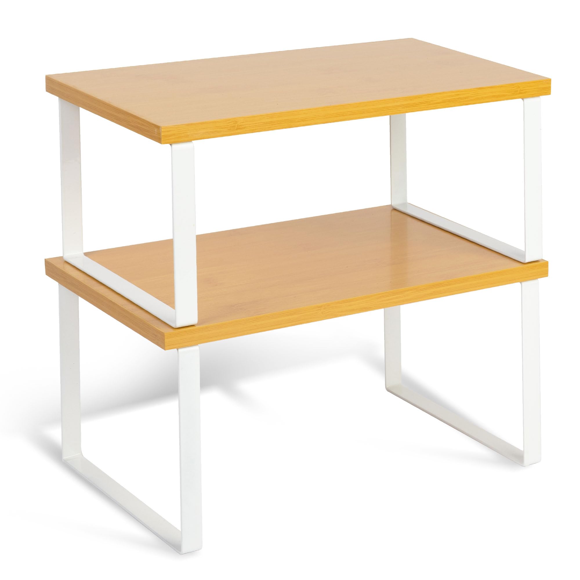 HEFTMAN SHELF ORGANISER SET OF 2 - NATURAL & WHITE