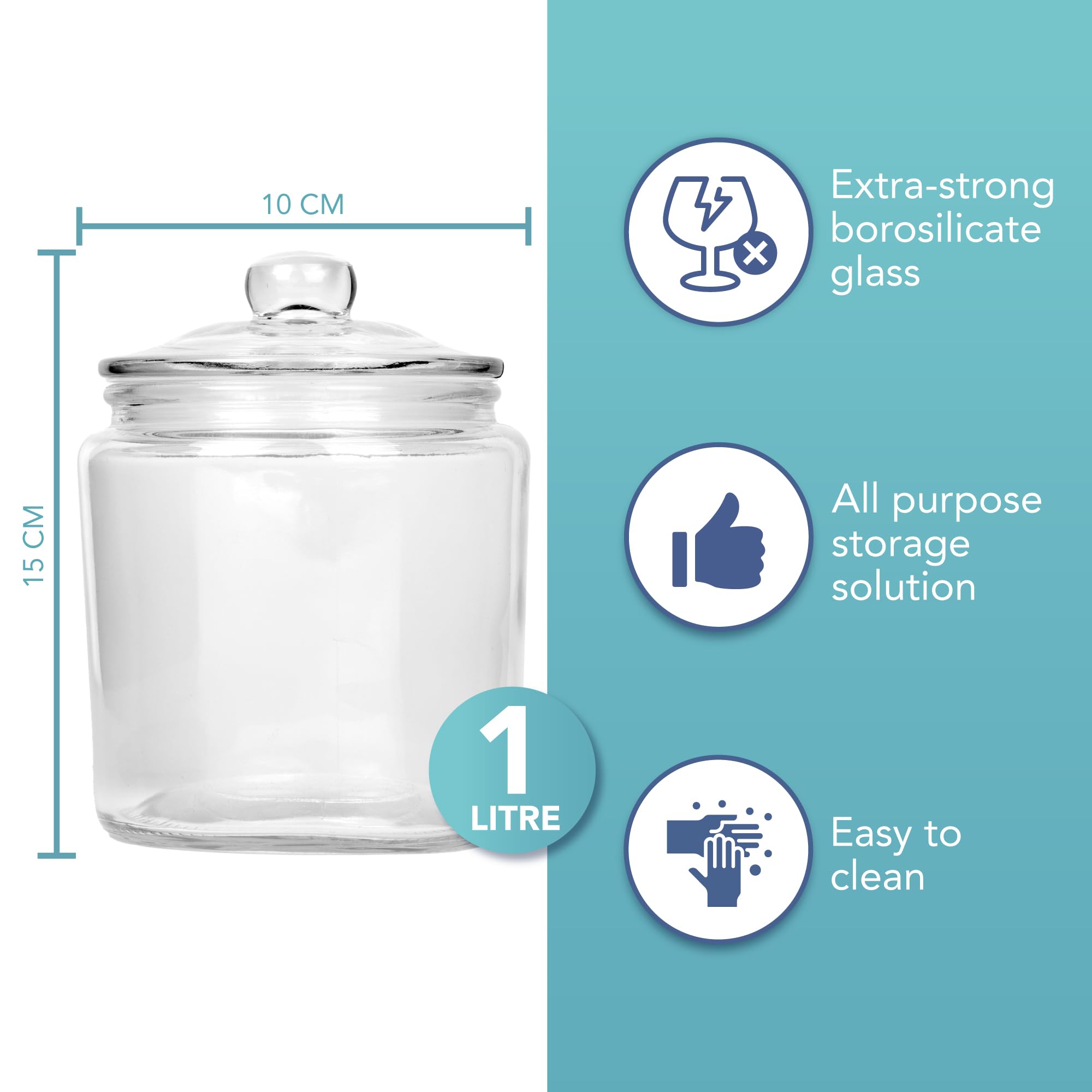 HEFTMAN STORAGE GLASS JAR 1L