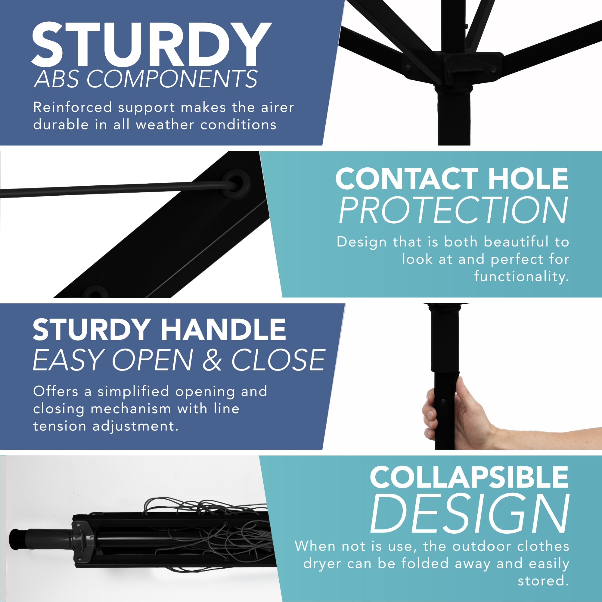 HEFTMAN 4 ARM ROTARY WASHING LINE - BLACK