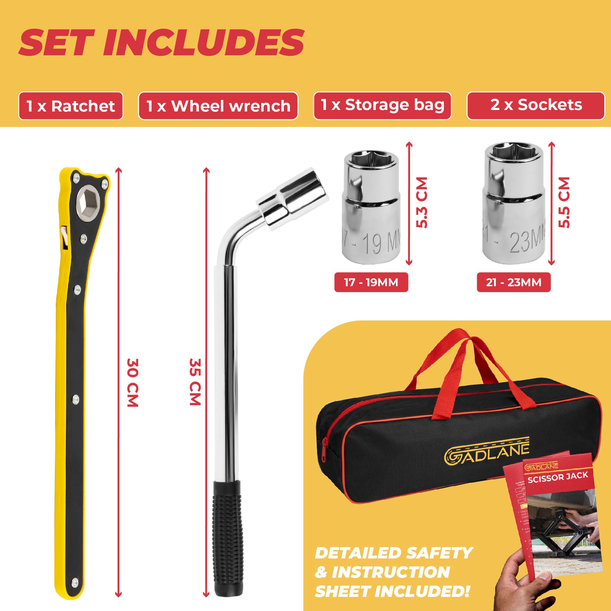 GADLANE SCISSOR JACK KIT 1.5 TON
