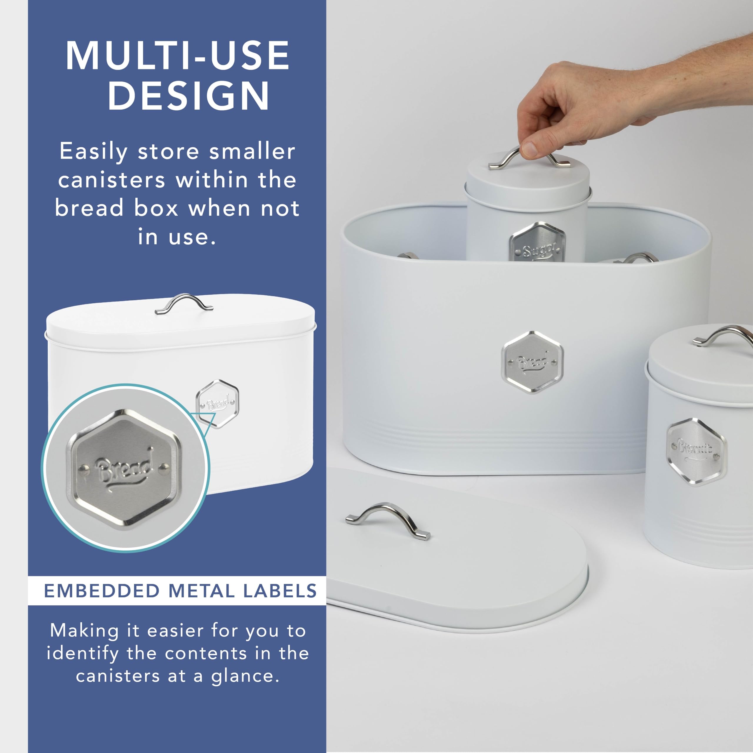 HEFTMAN KITCHEN STORAGE CANISTER 5 PIECE SET - WHITE