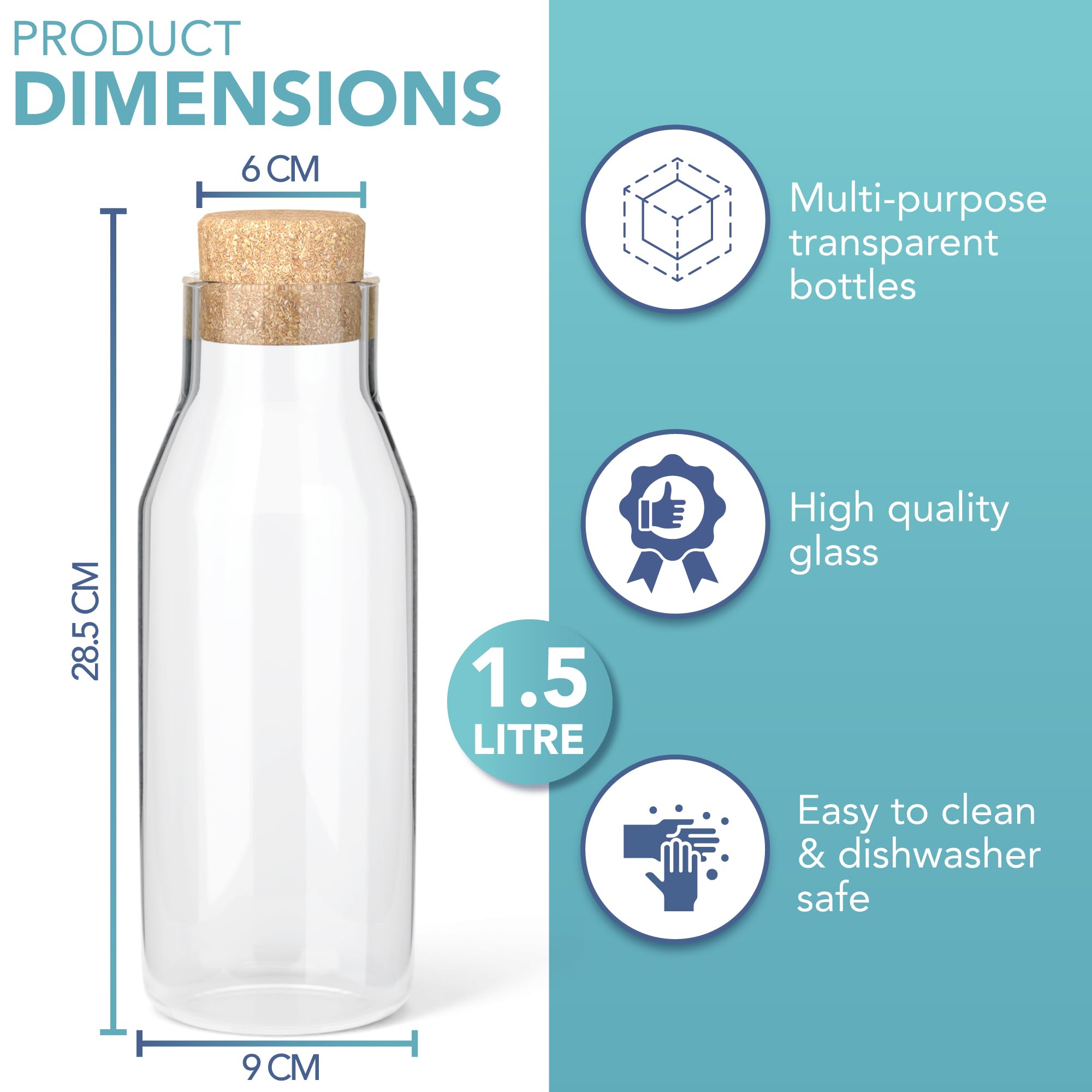 HEFTMAN CARAFE GLASS BOTTLE 1.5L