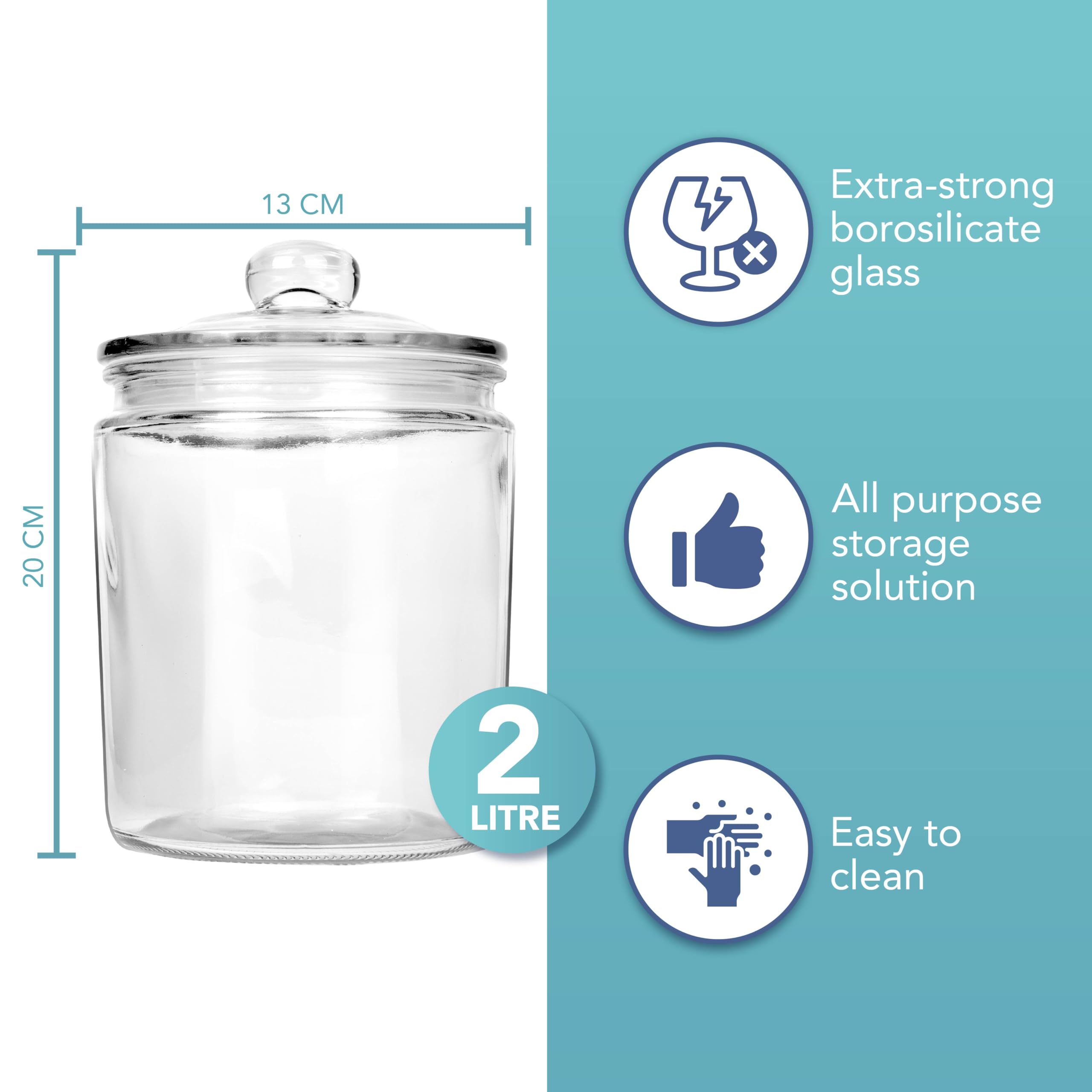 HEFTMAN STORAGE GLASS JAR 2L