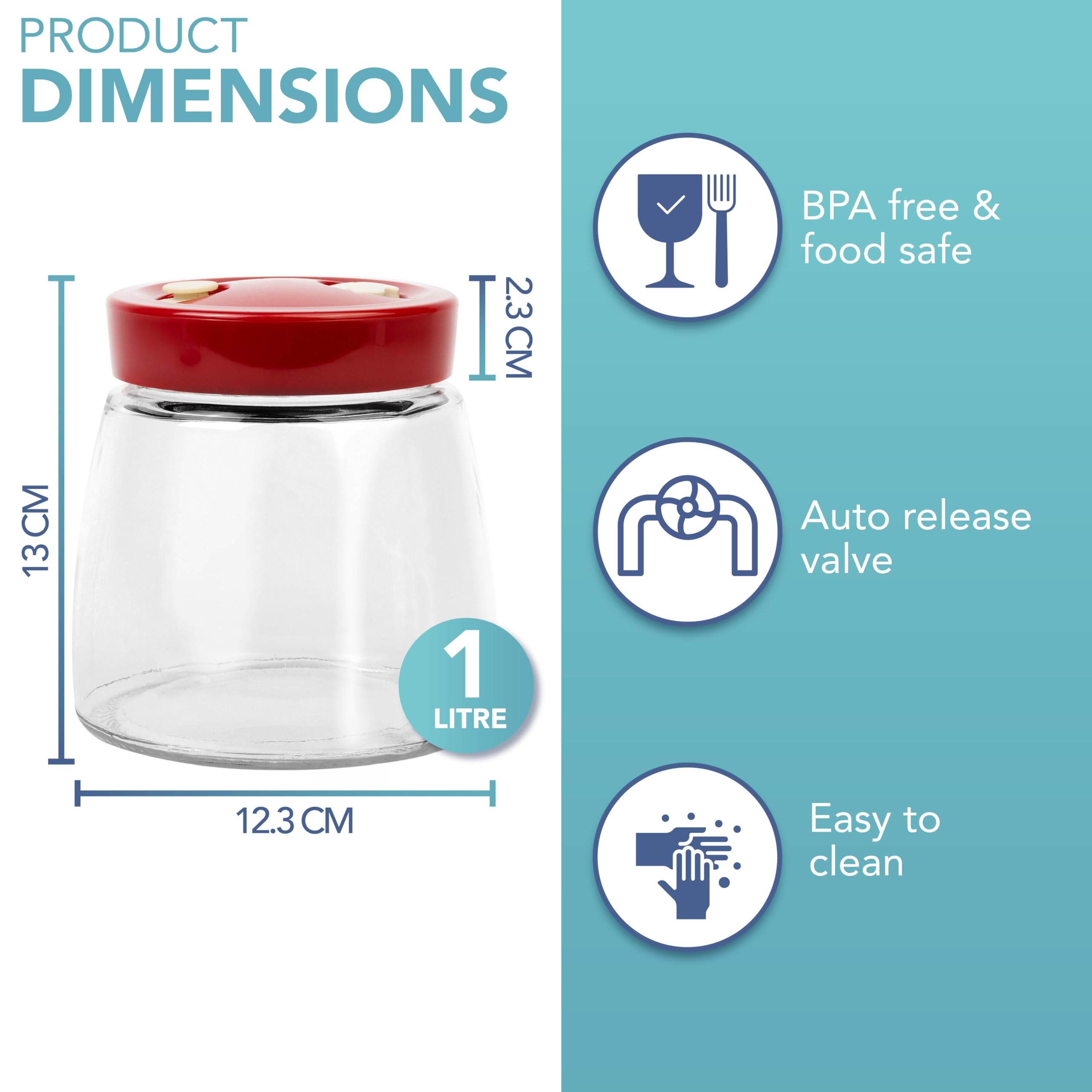 HEFTMAN FERMENTATION JAR 1 LITRE RED - (2 PACK)