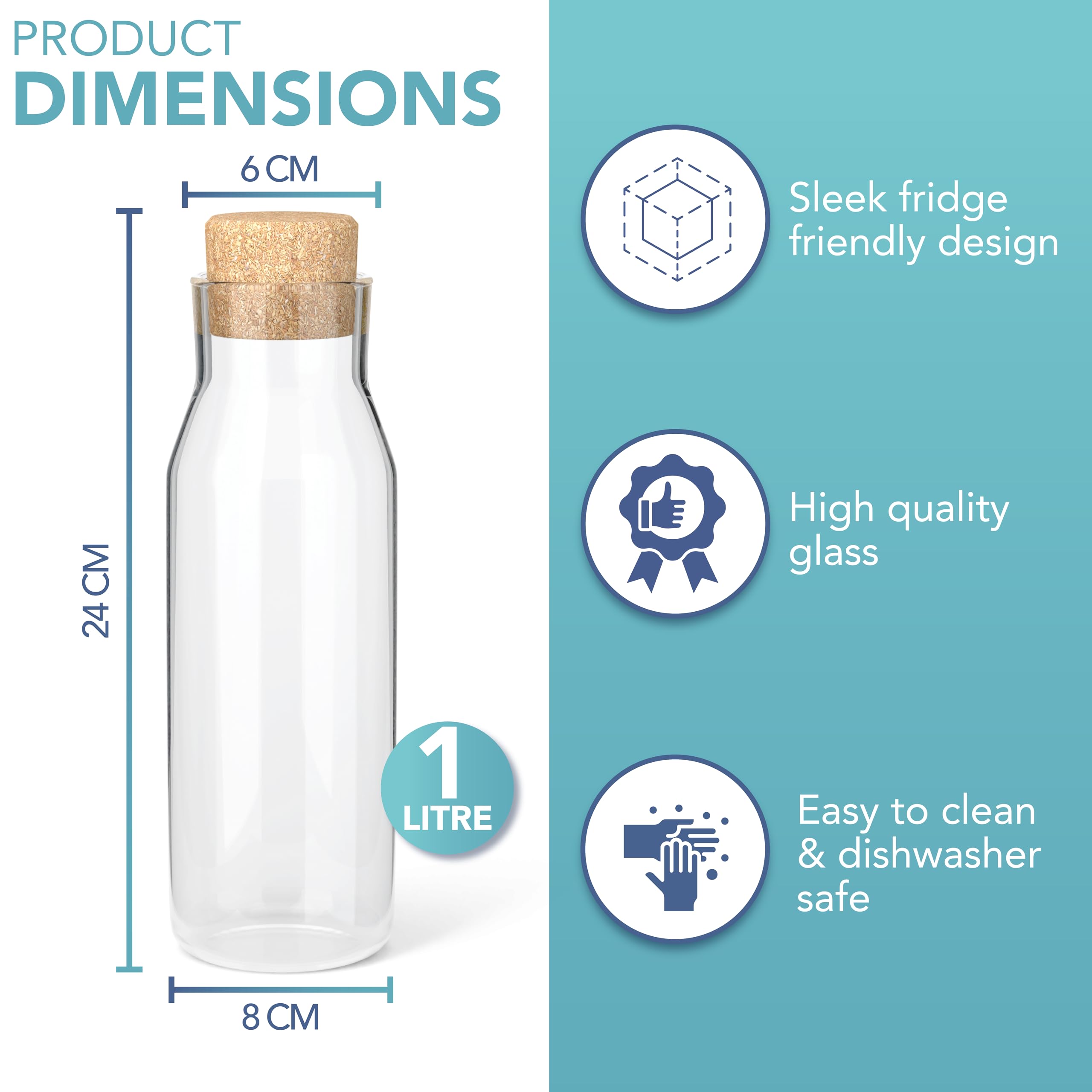 HEFTMAN CARAFE GLASS BOTTLE 1L