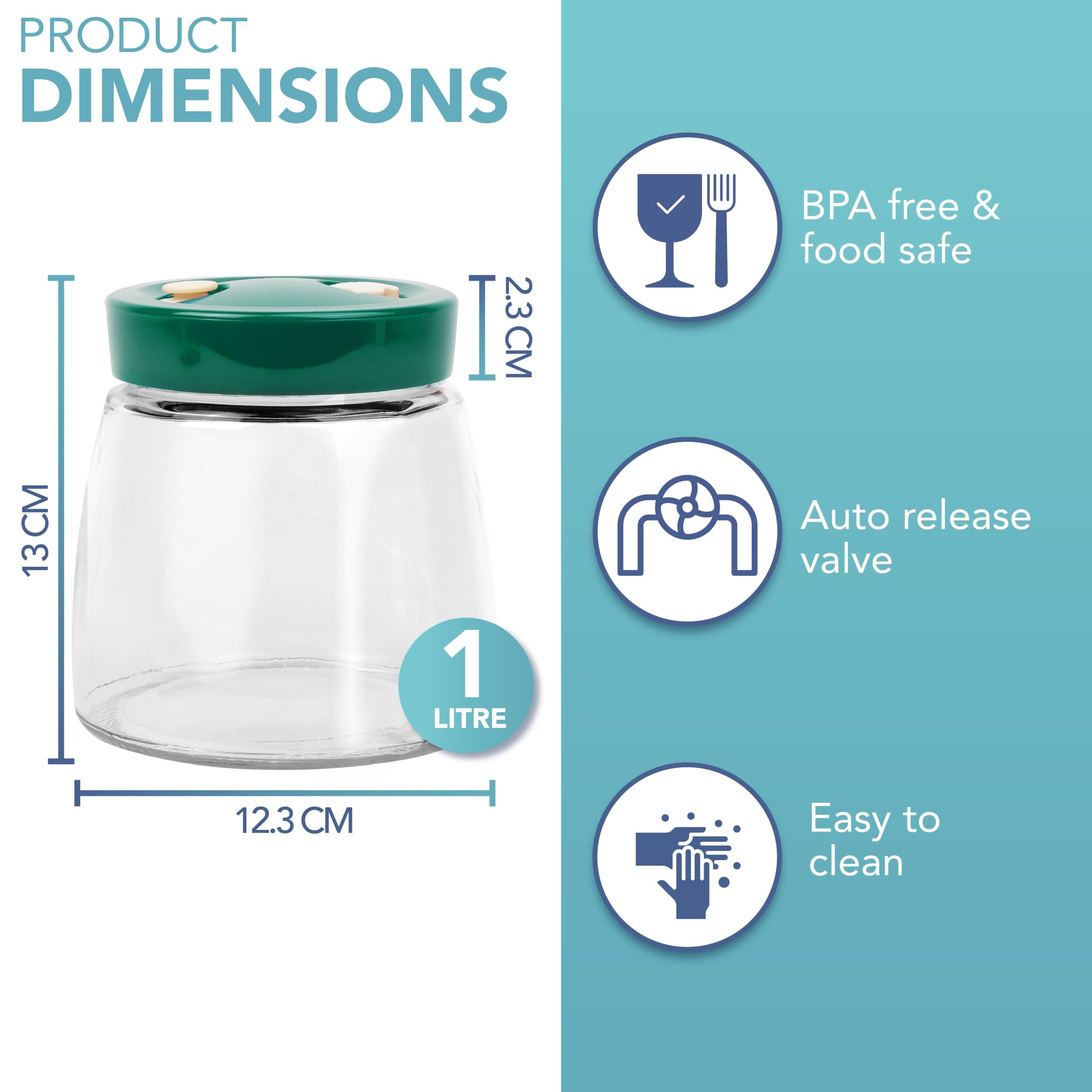 HEFTMAN FERMENTATION JAR 1 LITRE GREEN - (2 PACK)