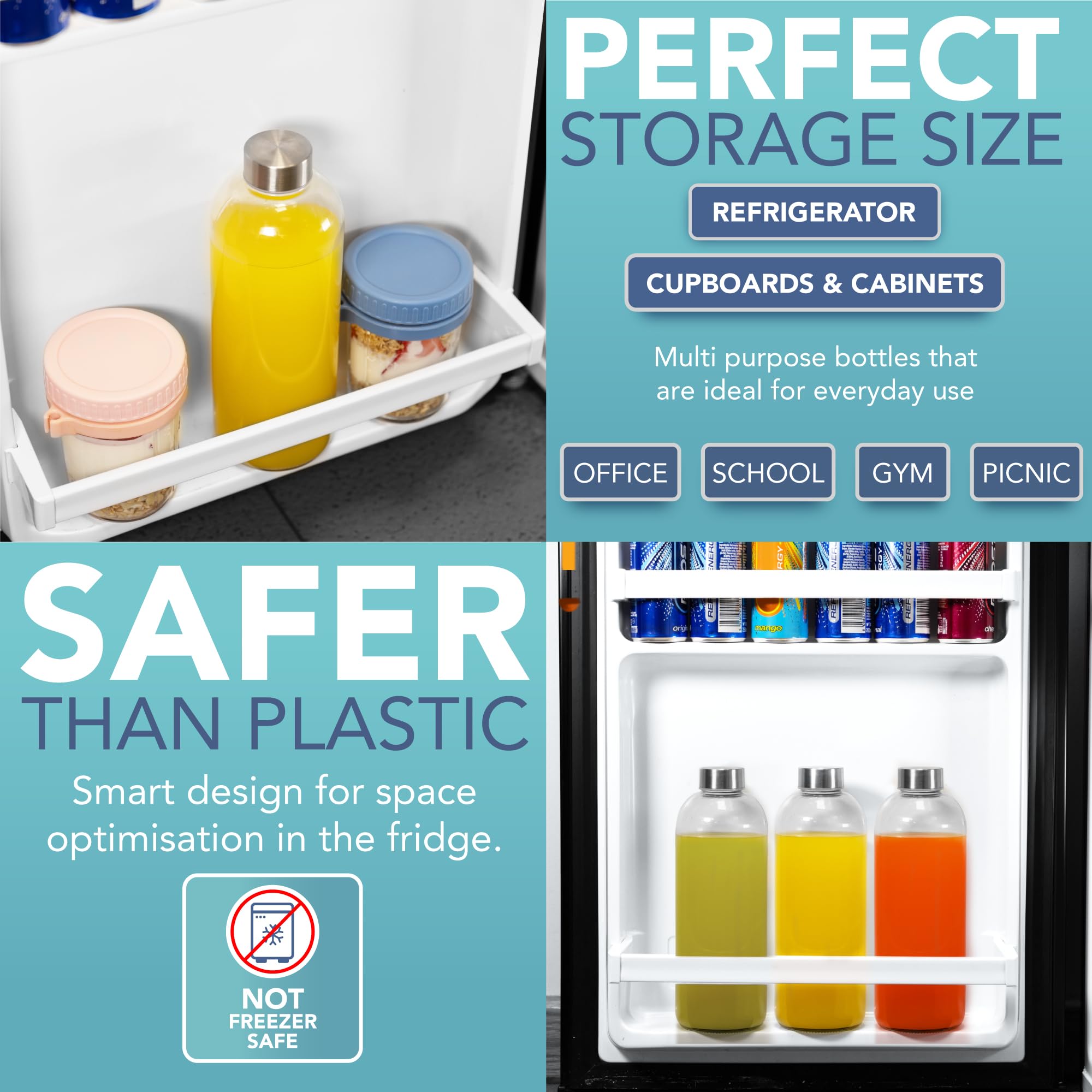 HEFTMAN CLEAR GLASS BOTTLES 1 LITRE - 6 PACK