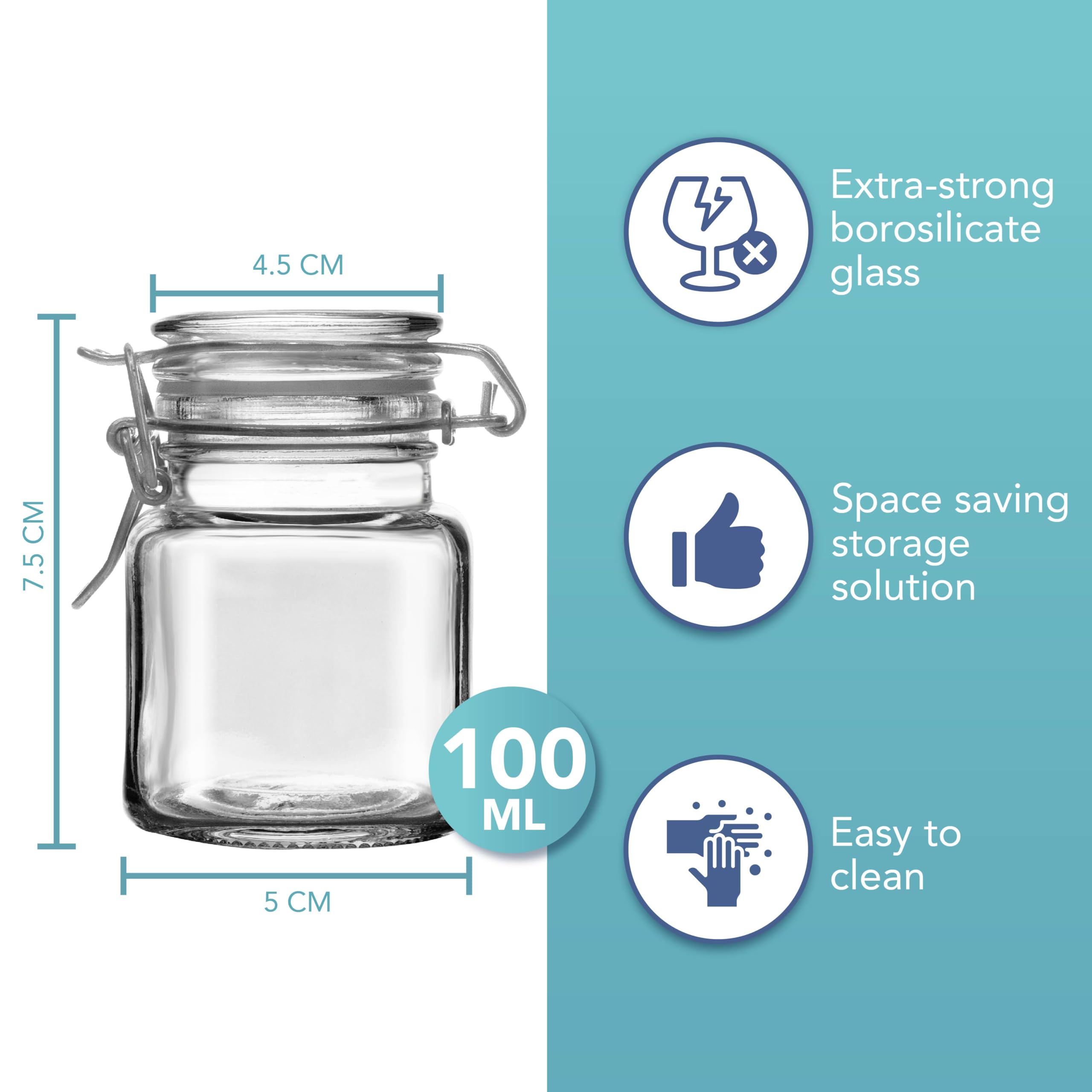 HEFTMAN 12 MINI CLIP TOP SPICE JARS 100ML