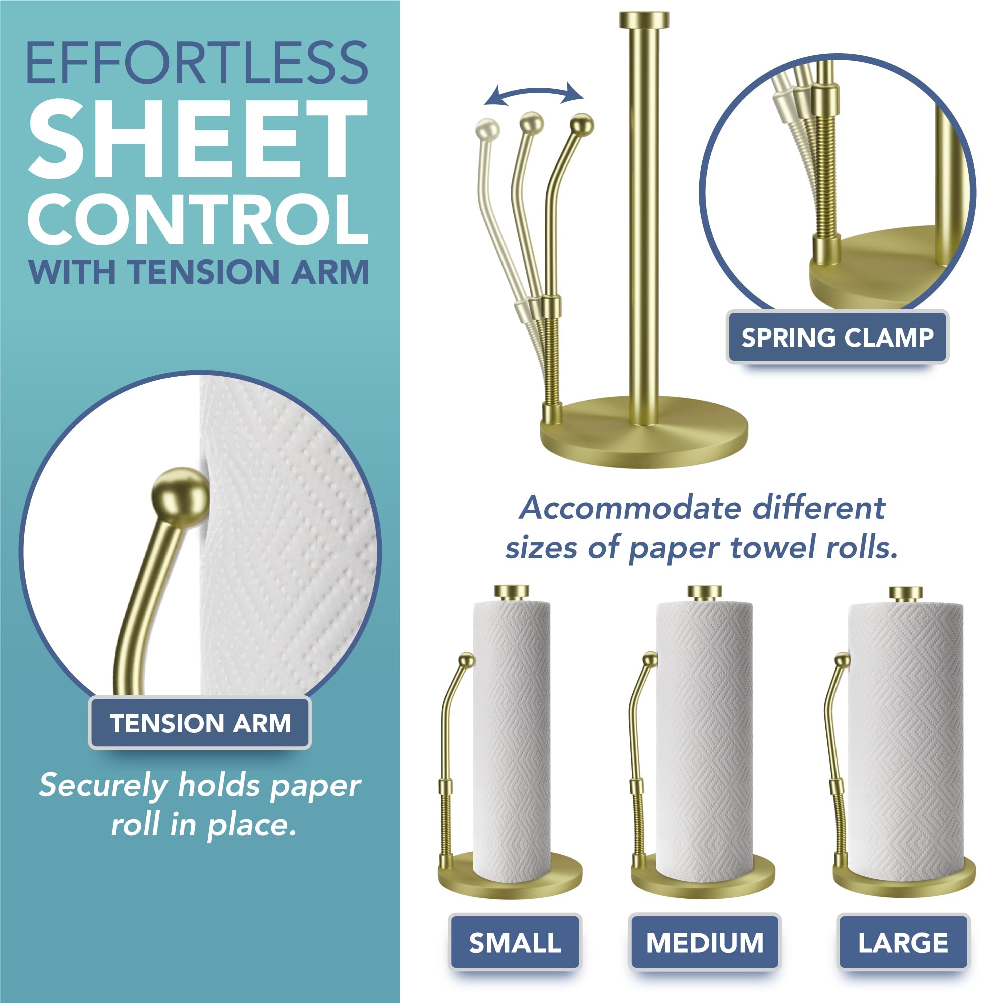 HEFTMAN KITCHEN ROLL HOLDER - GOLD