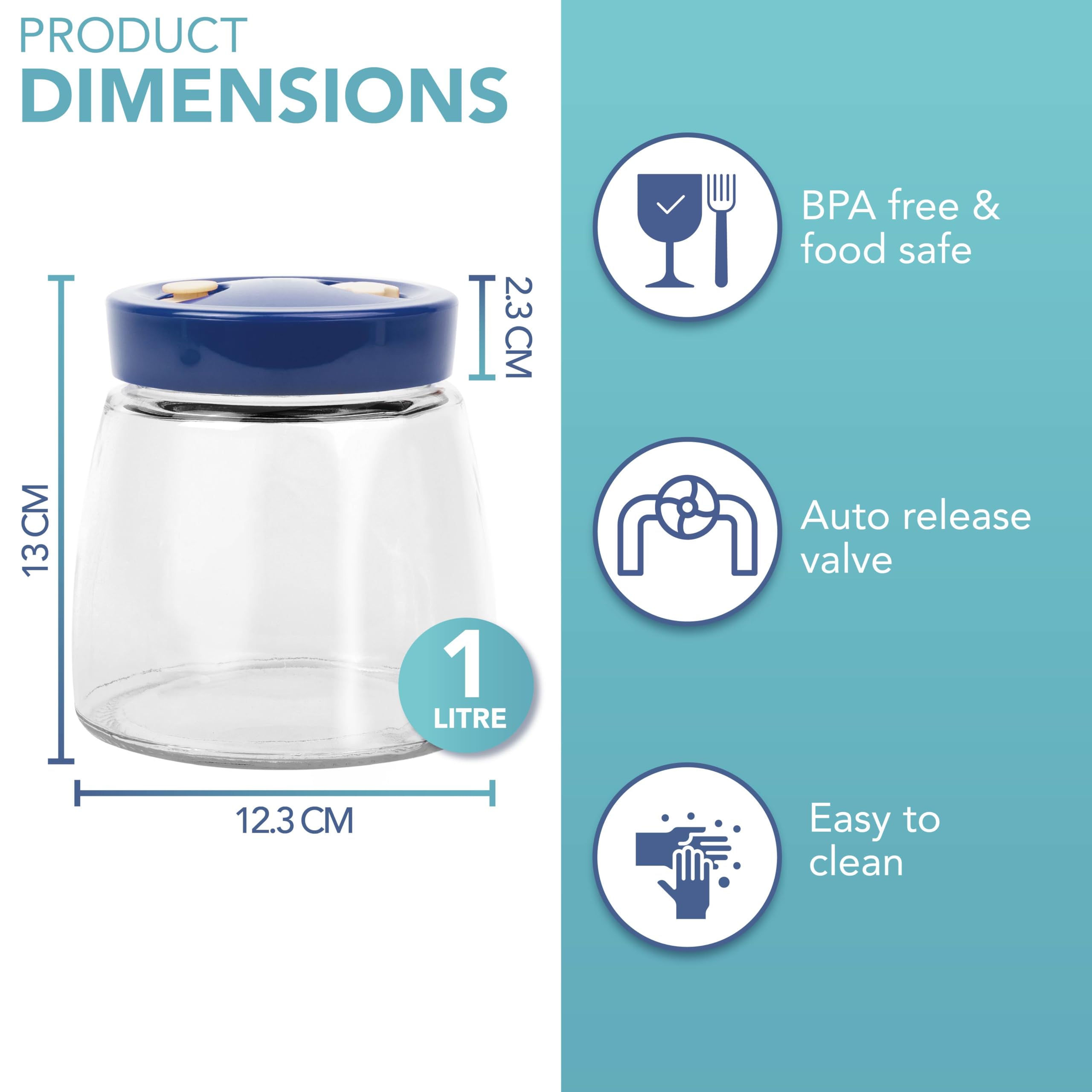 HEFTMAN FERMENTATION JAR 1 LITRE BLUE - (2 PACK)