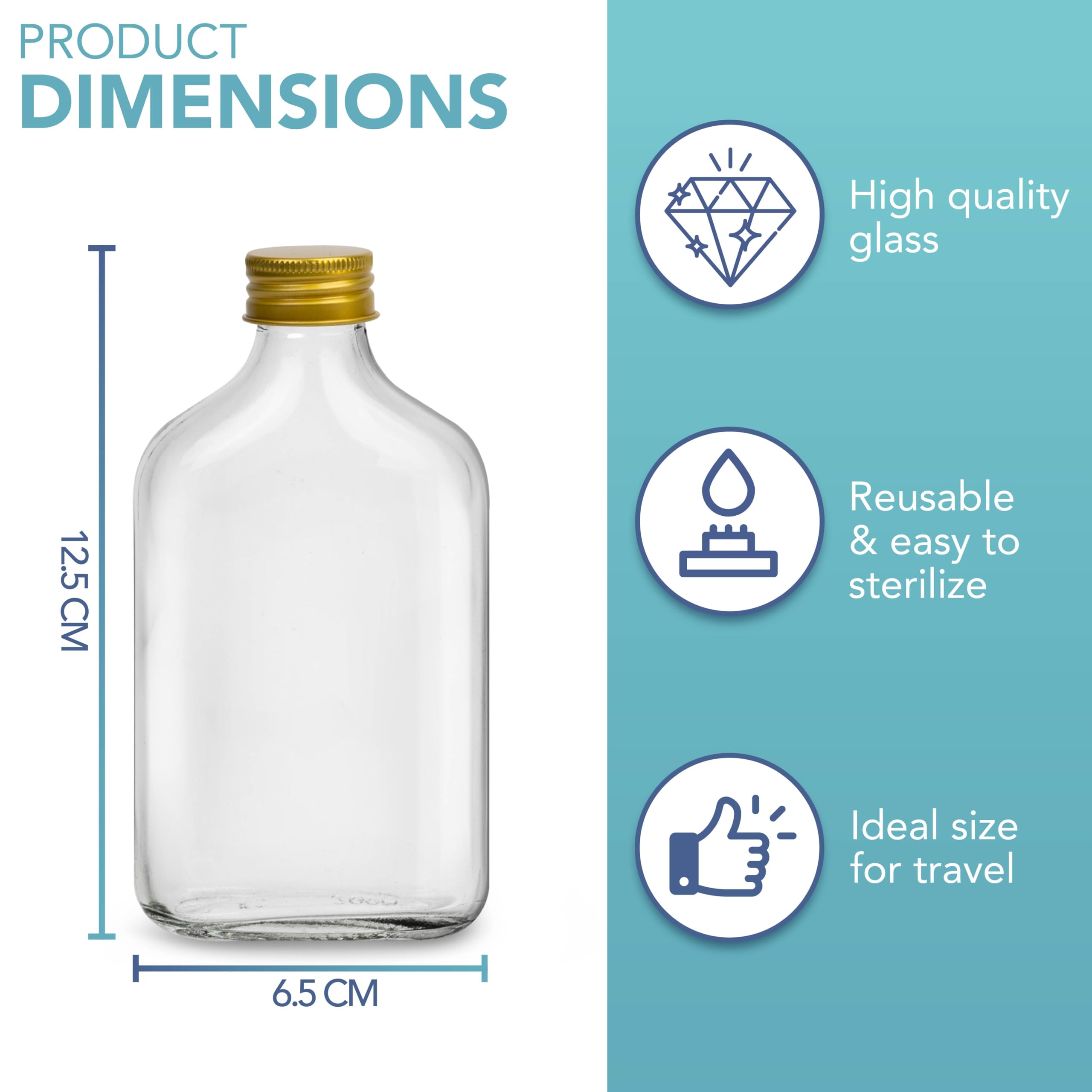 HEFTMAN GLASS FLASK BOTTLES 100ML - 10 PACK