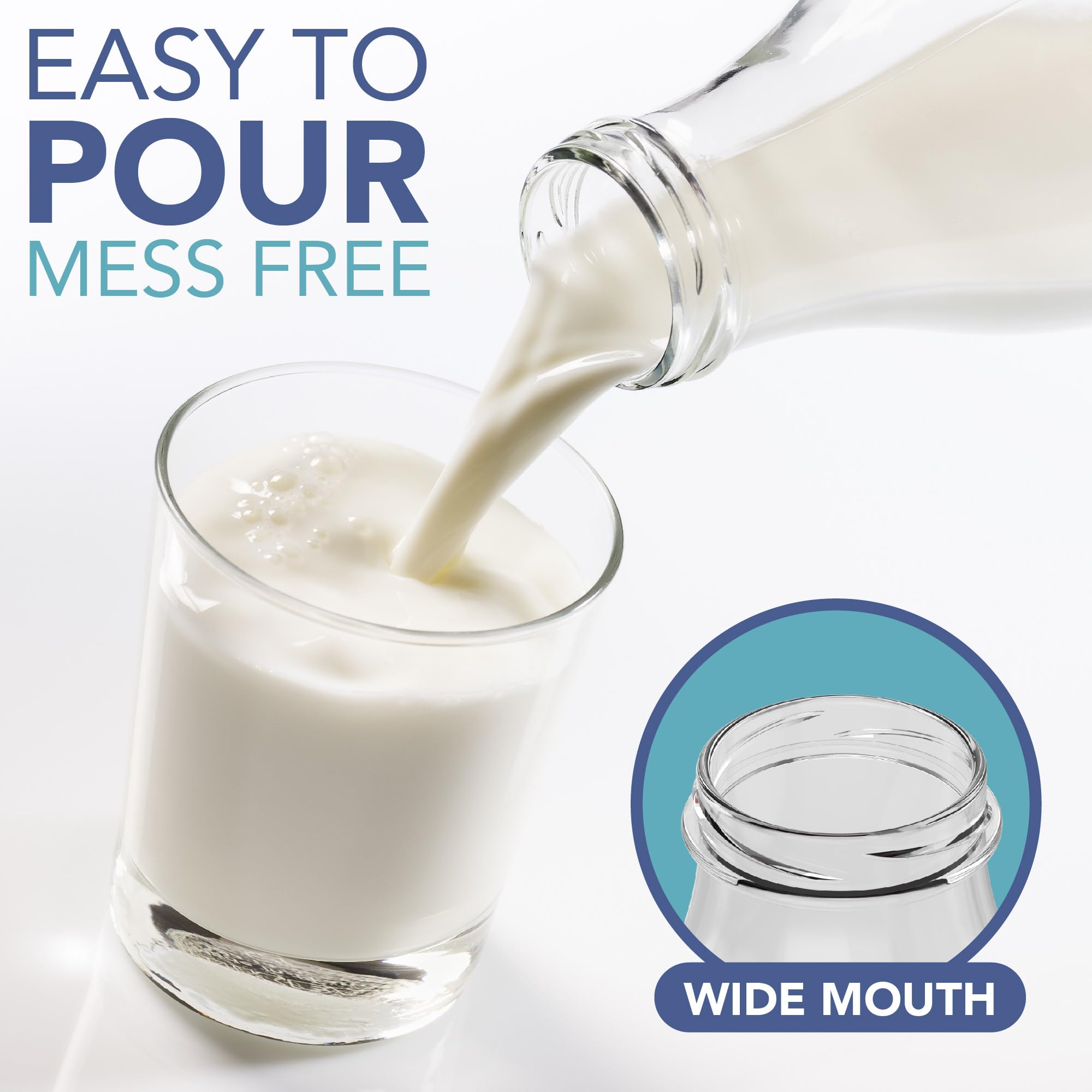 HEFTMAN GLASS MILK BOTTLES 500ML - 6 PACK