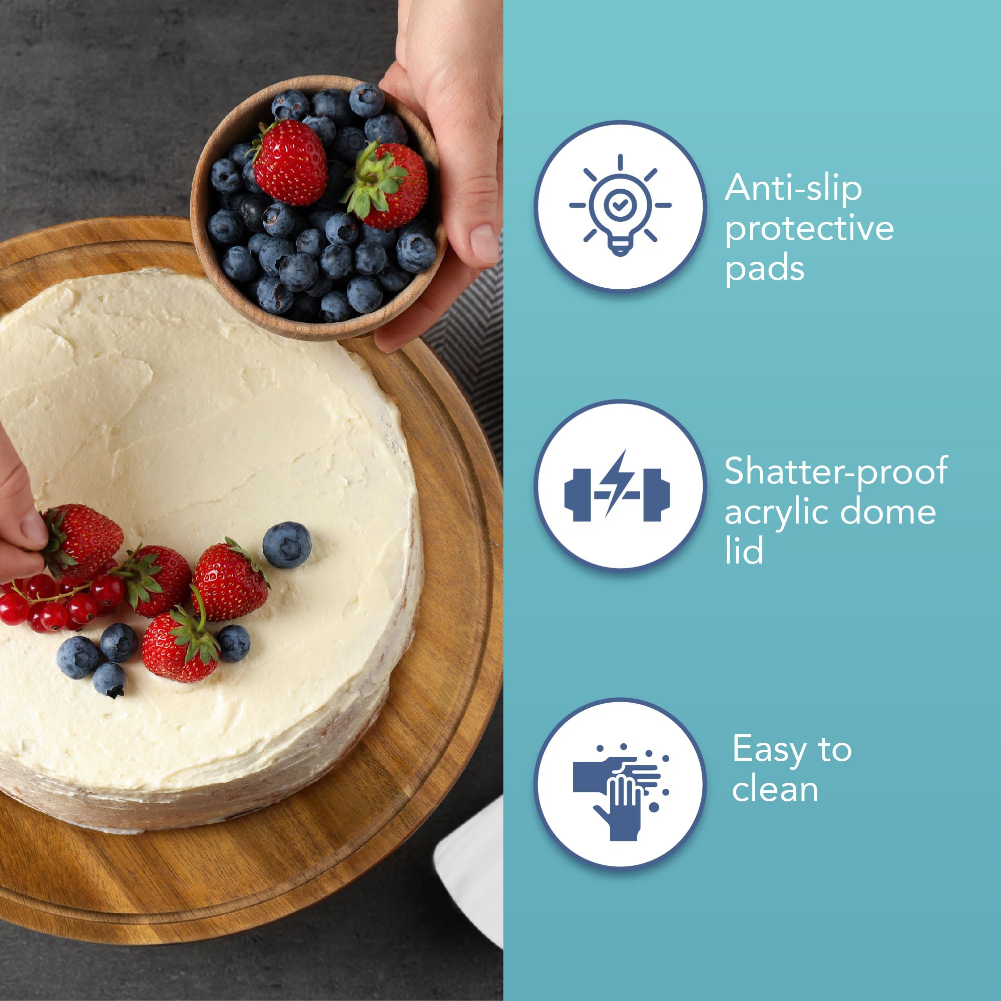HEFTMAN CAKE STAND ROTATABLE WITH DOME LID