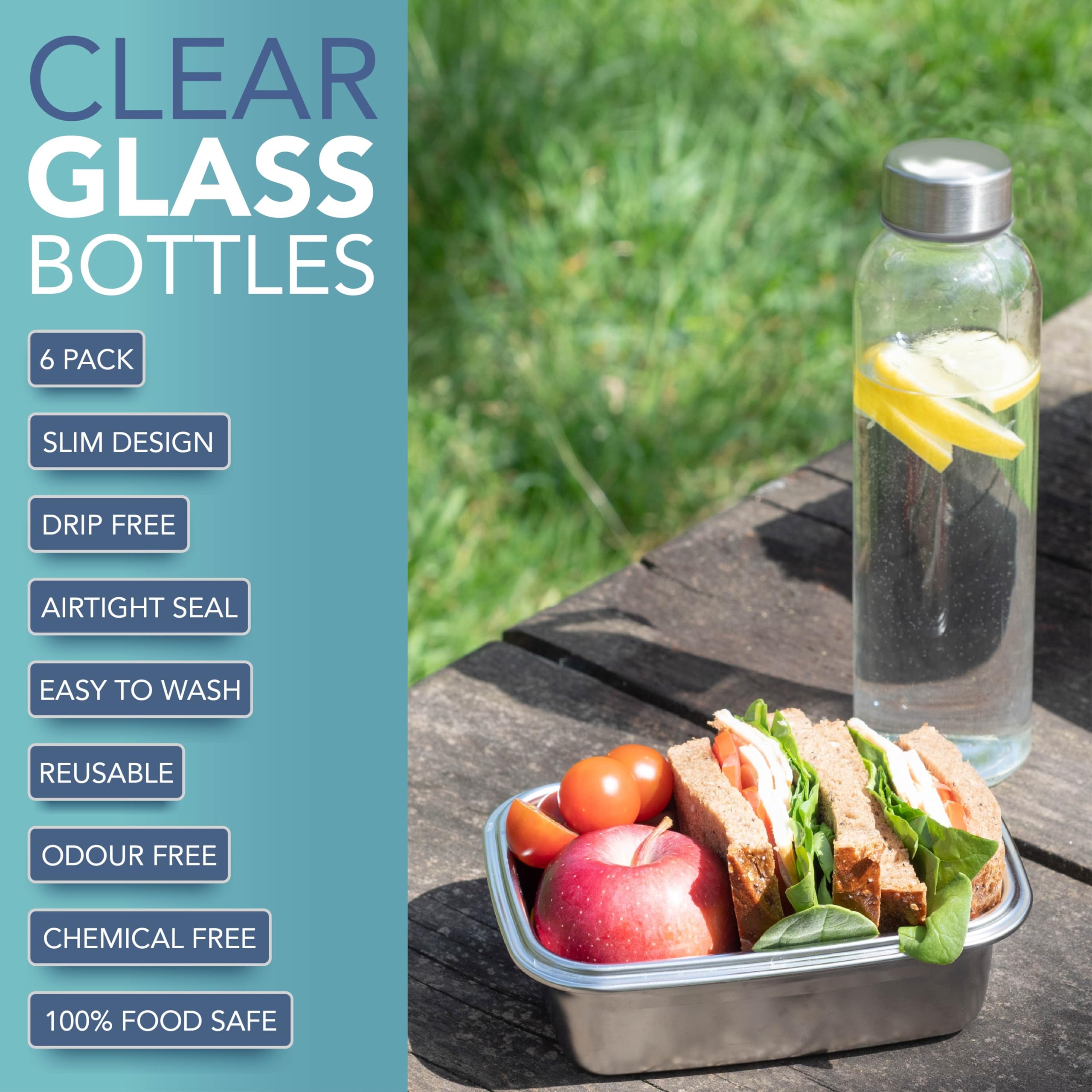 HEFTMAN CLEAR GLASS BOTTLES 250ML - 6 PACK