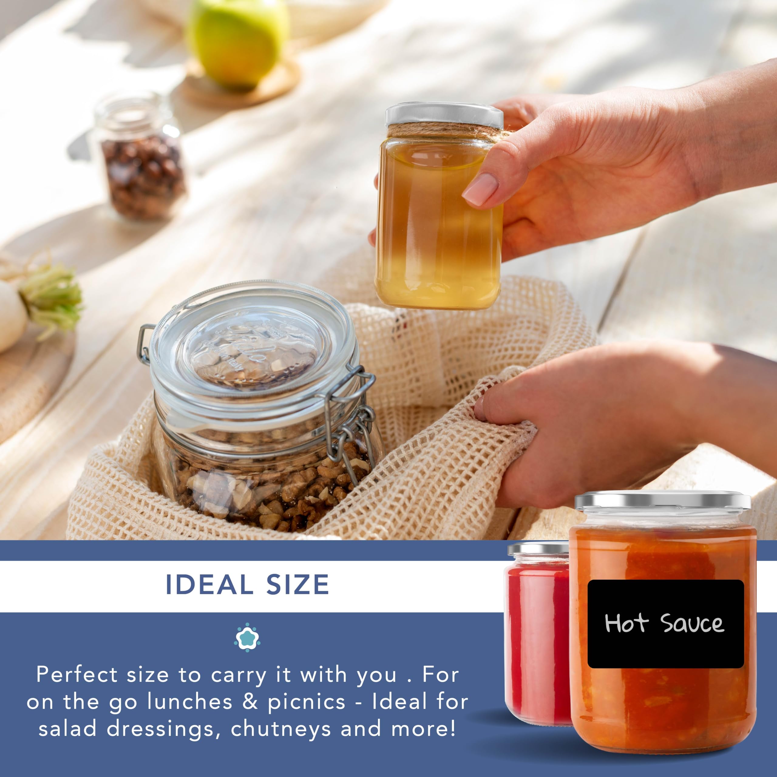 HEFTMAN GLASS JARS 240ML - 6 PACK