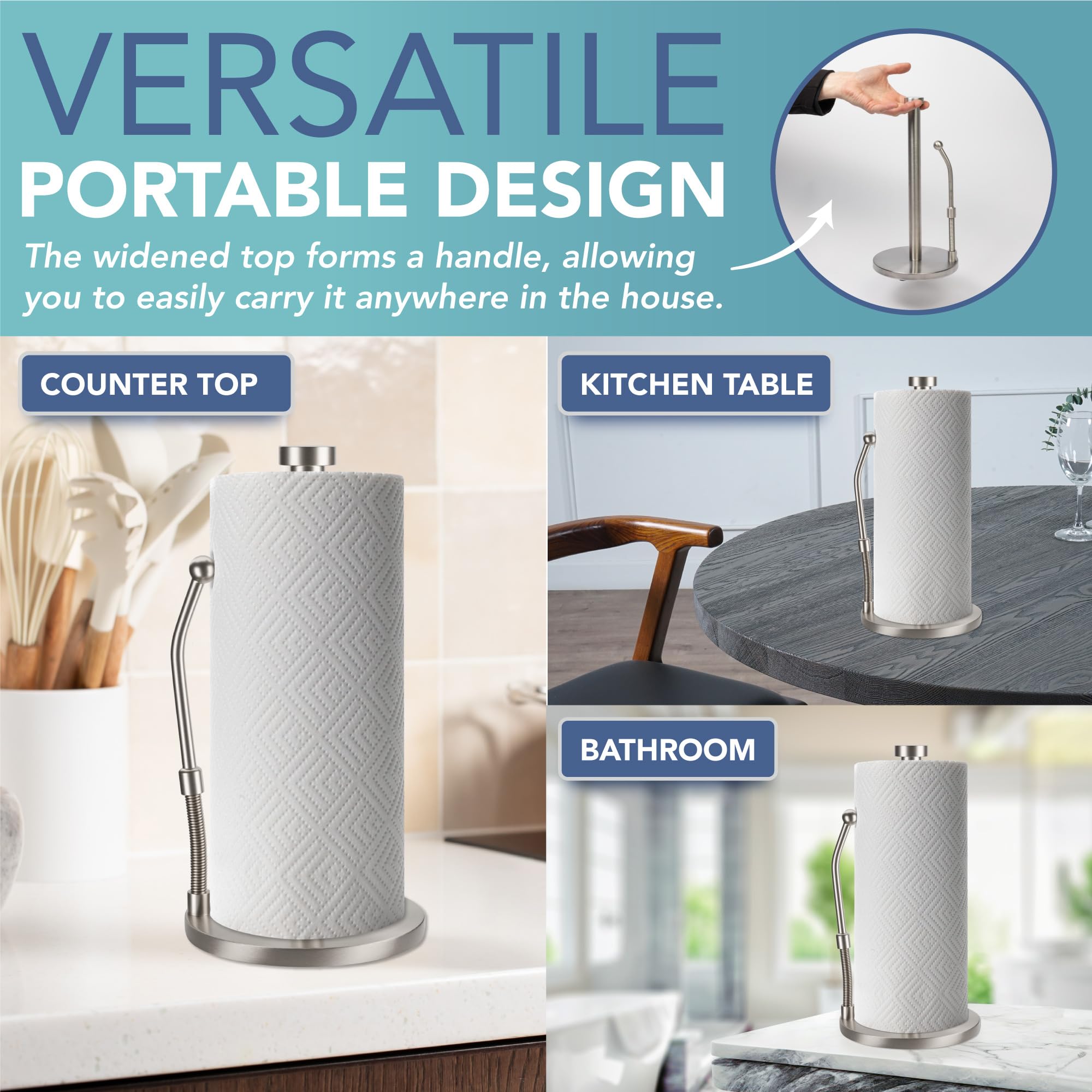 HEFTMAN KITCHEN ROLL HOLDER - SILVER