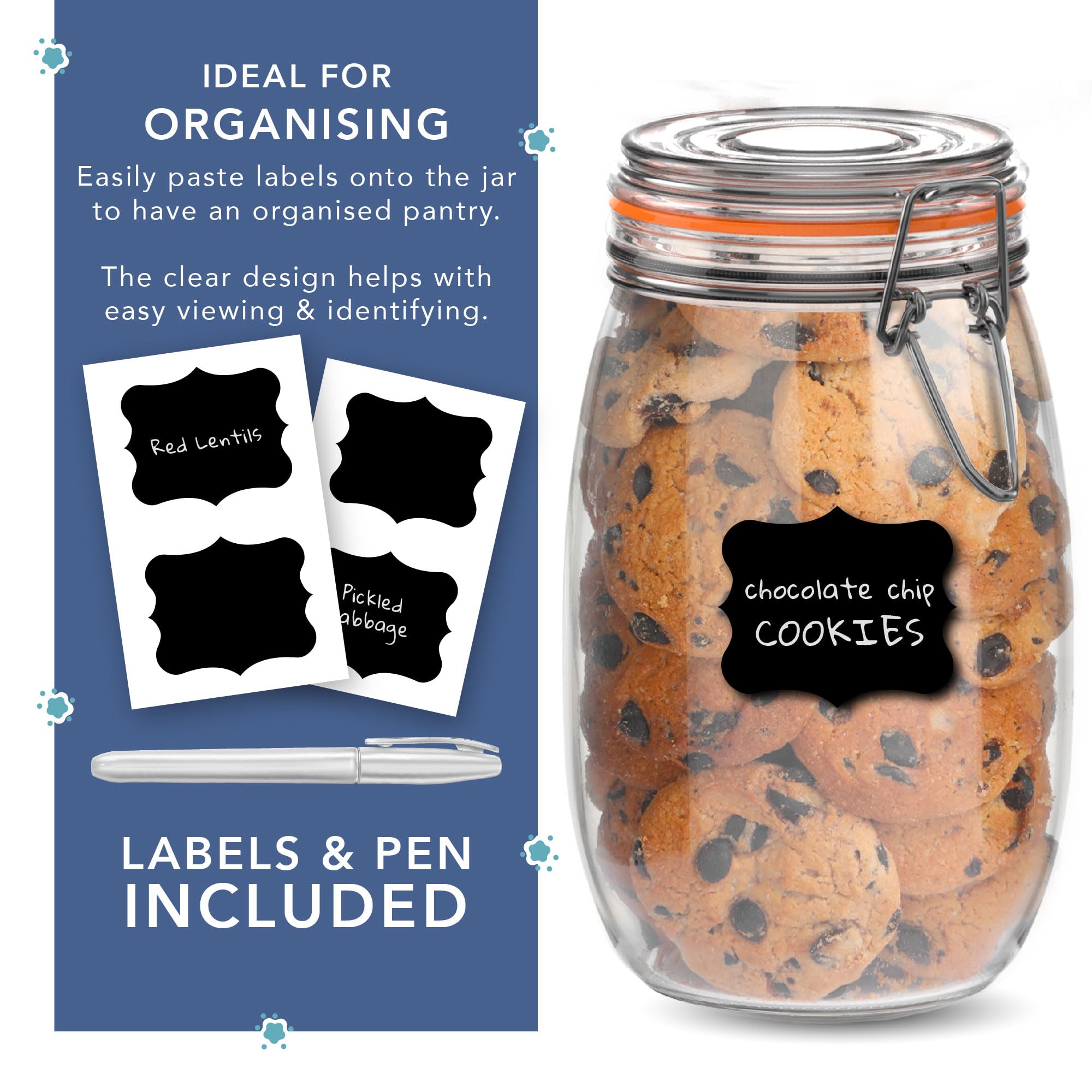 HEFTMAN CLIP TOP JARS 1 LITRE - 3 PACK