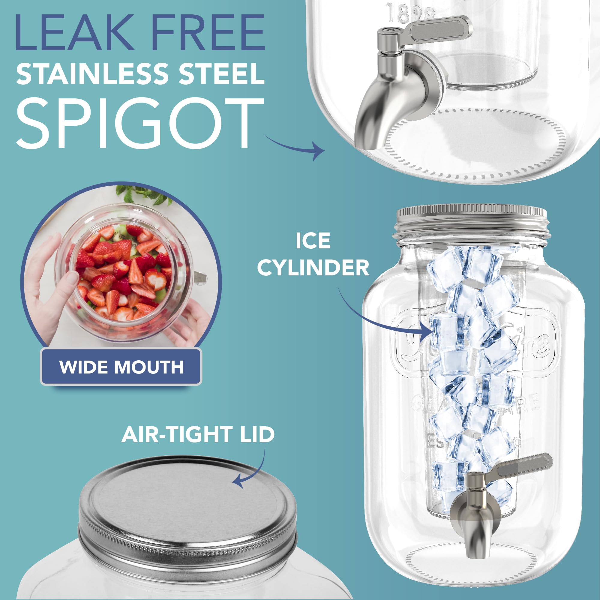 HEFTMAN GLASS BEVERAGE DISPENSER 4L