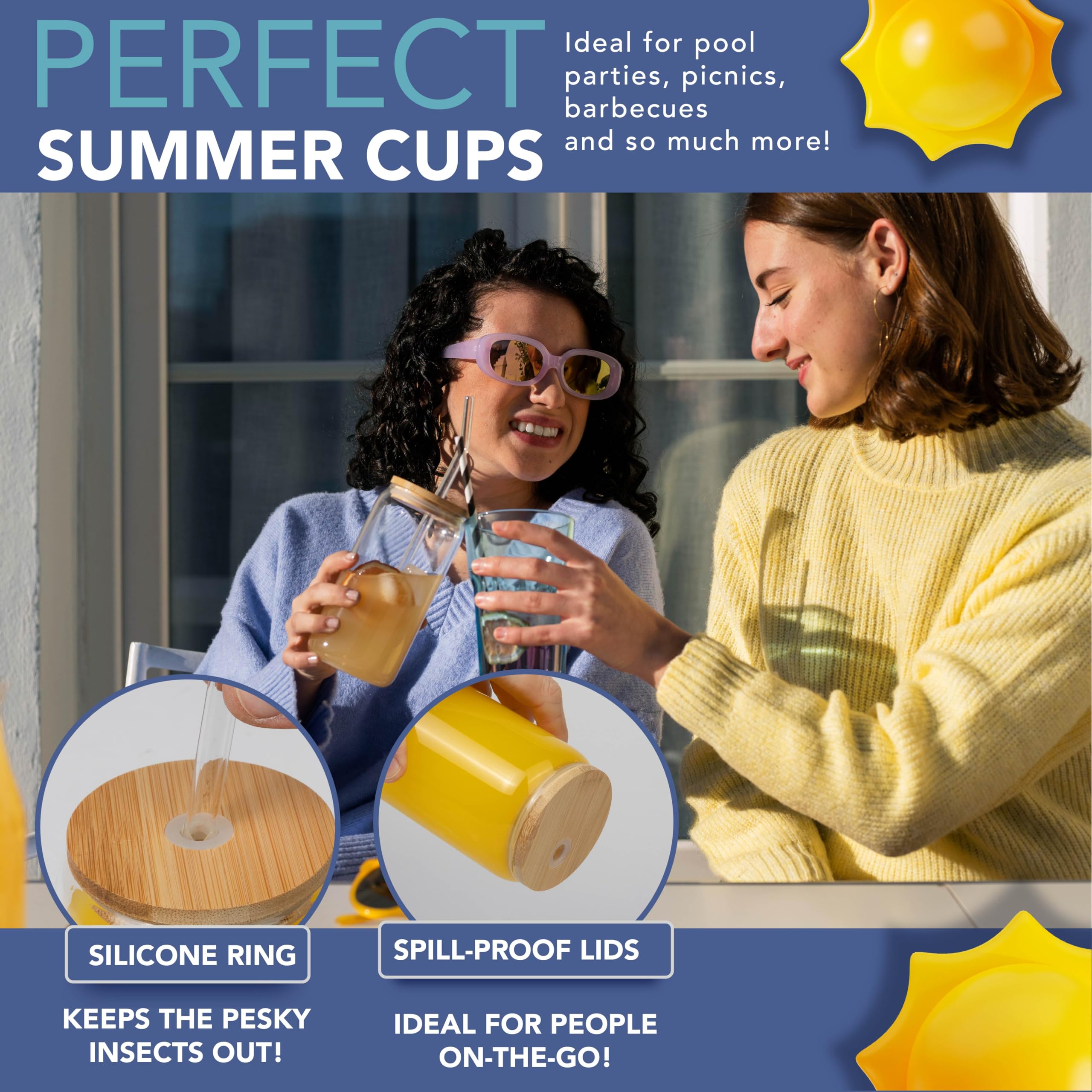 HEFTMAN GLASS CUPS 20OZ / 600ML - 4 PACK