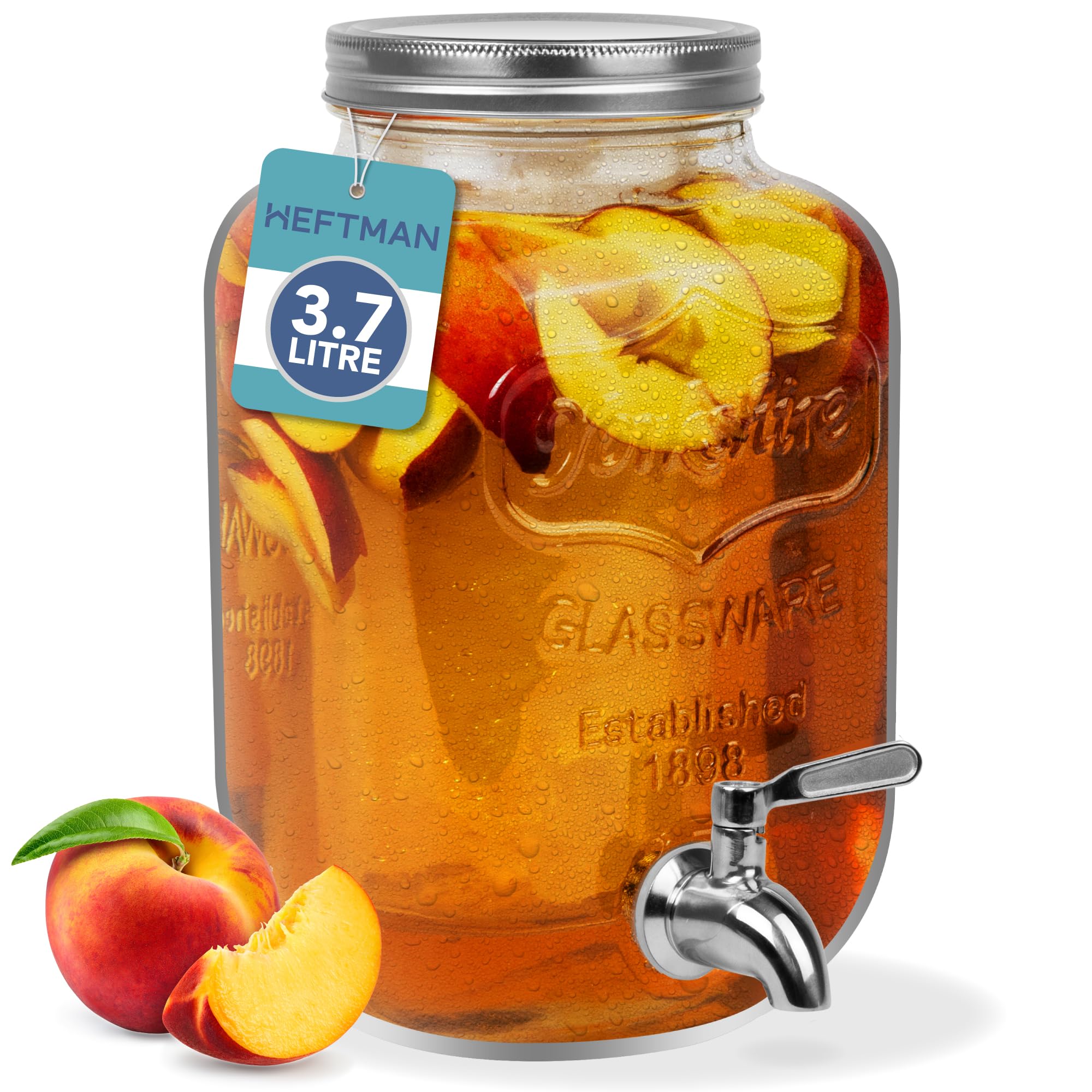 HEFTMAN GLASS BEVERAGE DISPENSER 4L