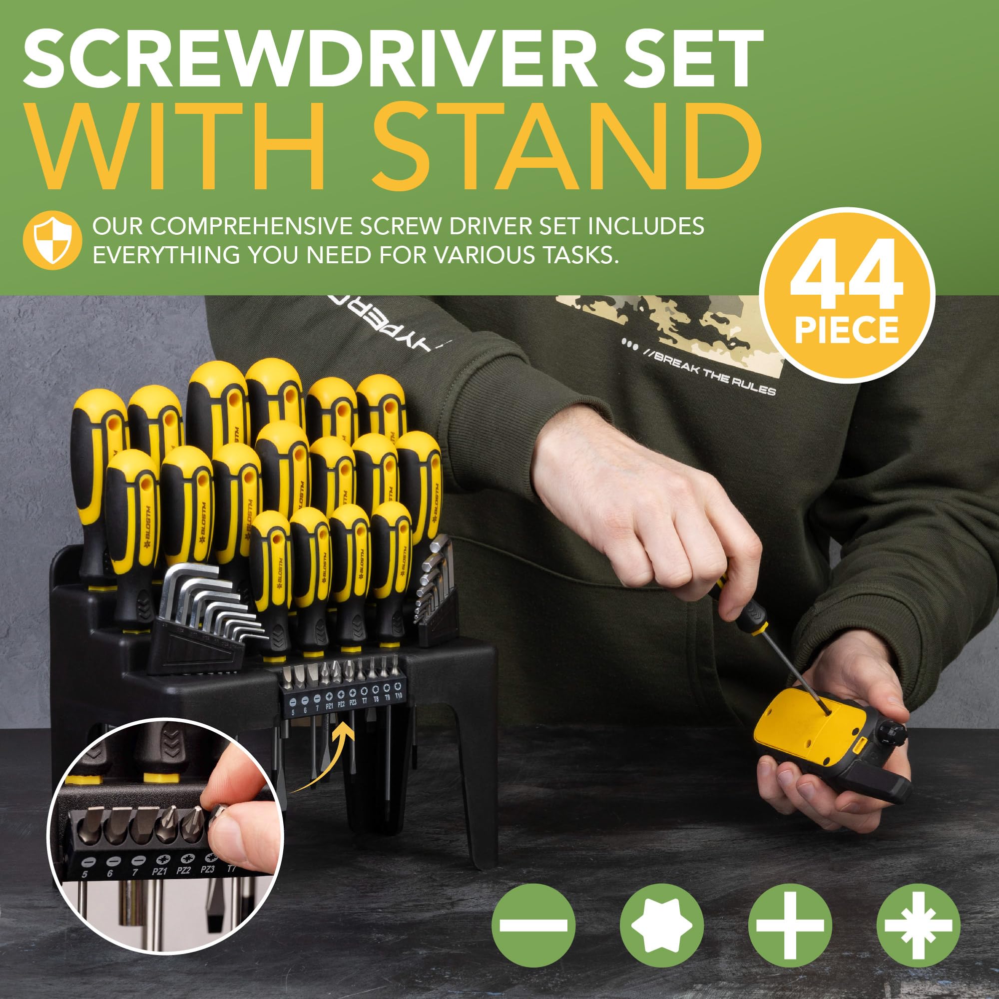 BLOSTM 44PC SCREWDRIVER SET WITH STAND