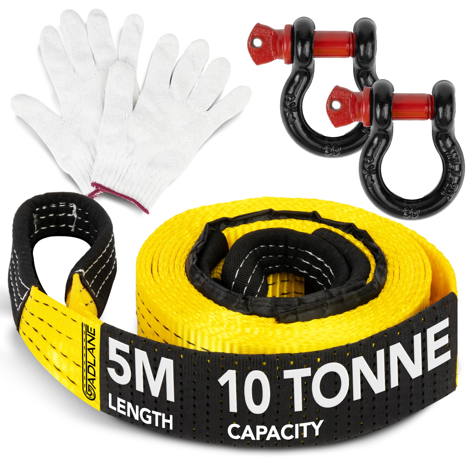 GADLANE TOW ROPE 5M X 5CM,10 TON - YELLOW