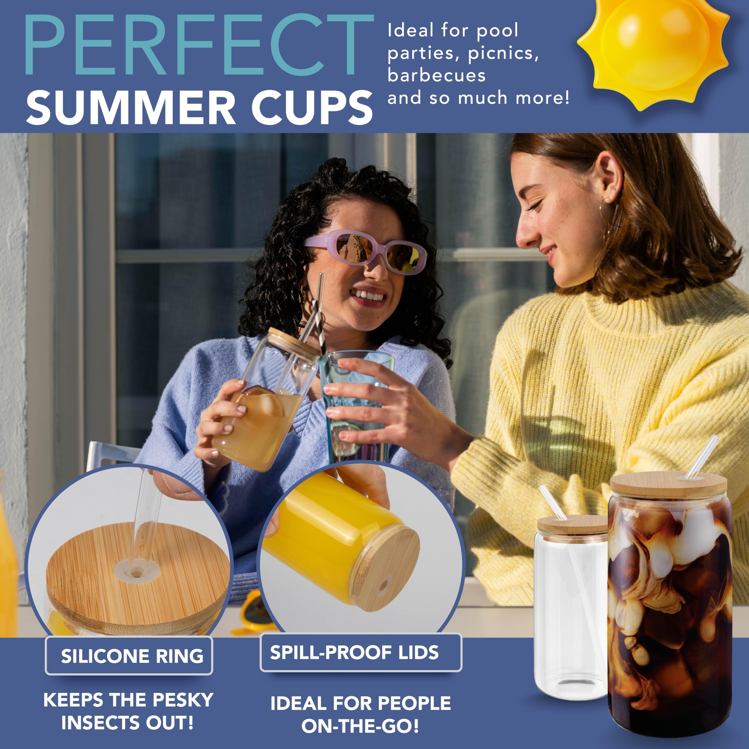 HEFTMAN GLASS CUPS 16OZ / 480ML - 4 PACK