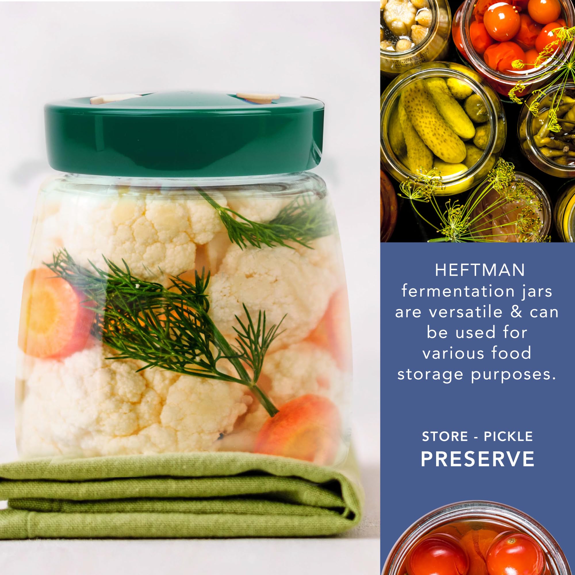 HEFTMAN FERMENTATION JAR 1 LITRE GREEN - (2 PACK)