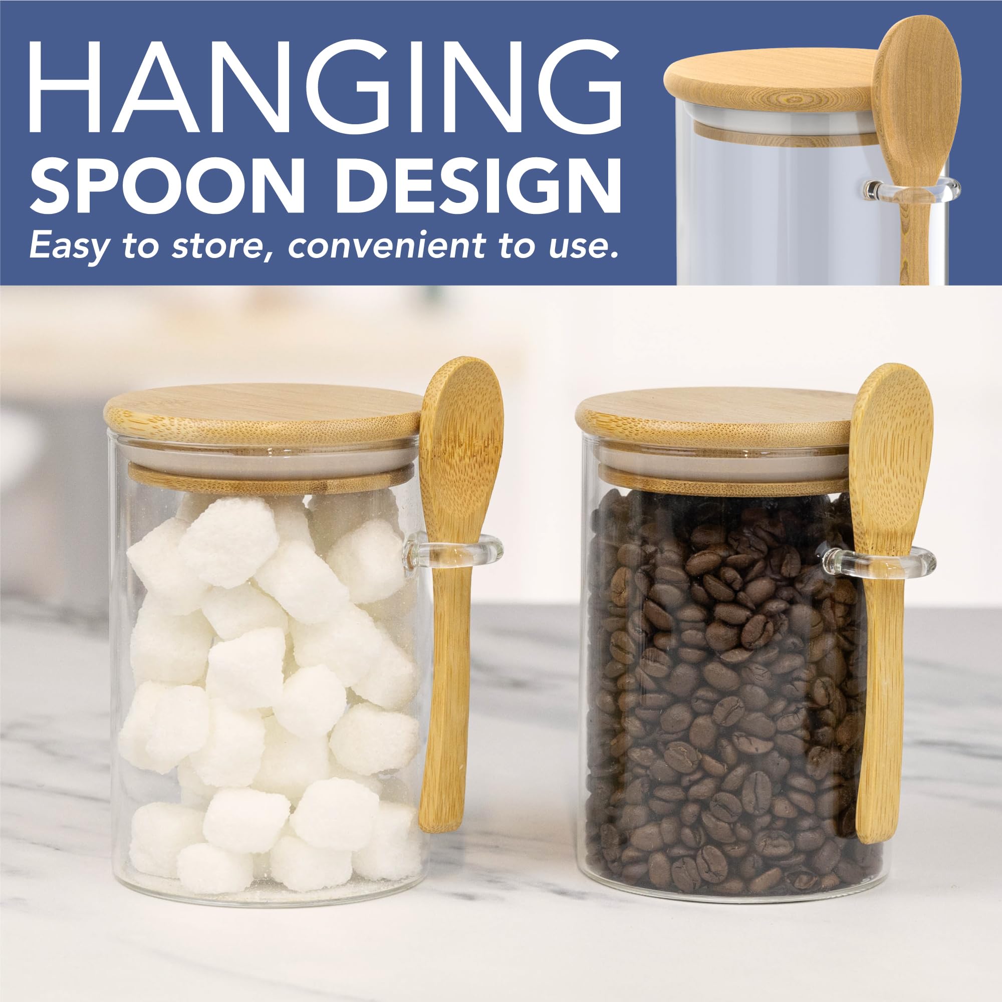 HEFTMAN GLASS JARS WITH SPOONS 500ML - 4 PACK