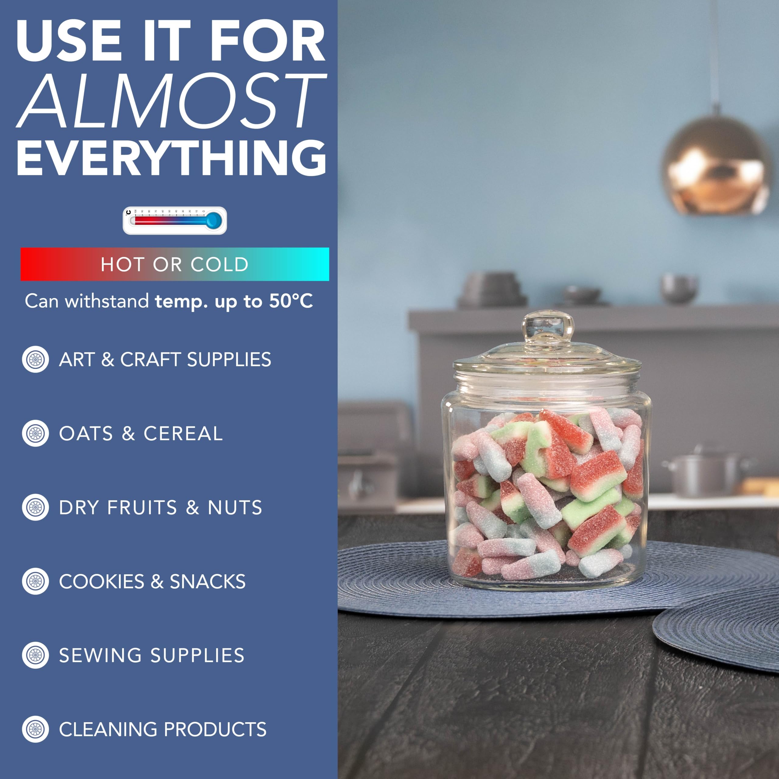HEFTMAN STORAGE GLASS JAR 1L
