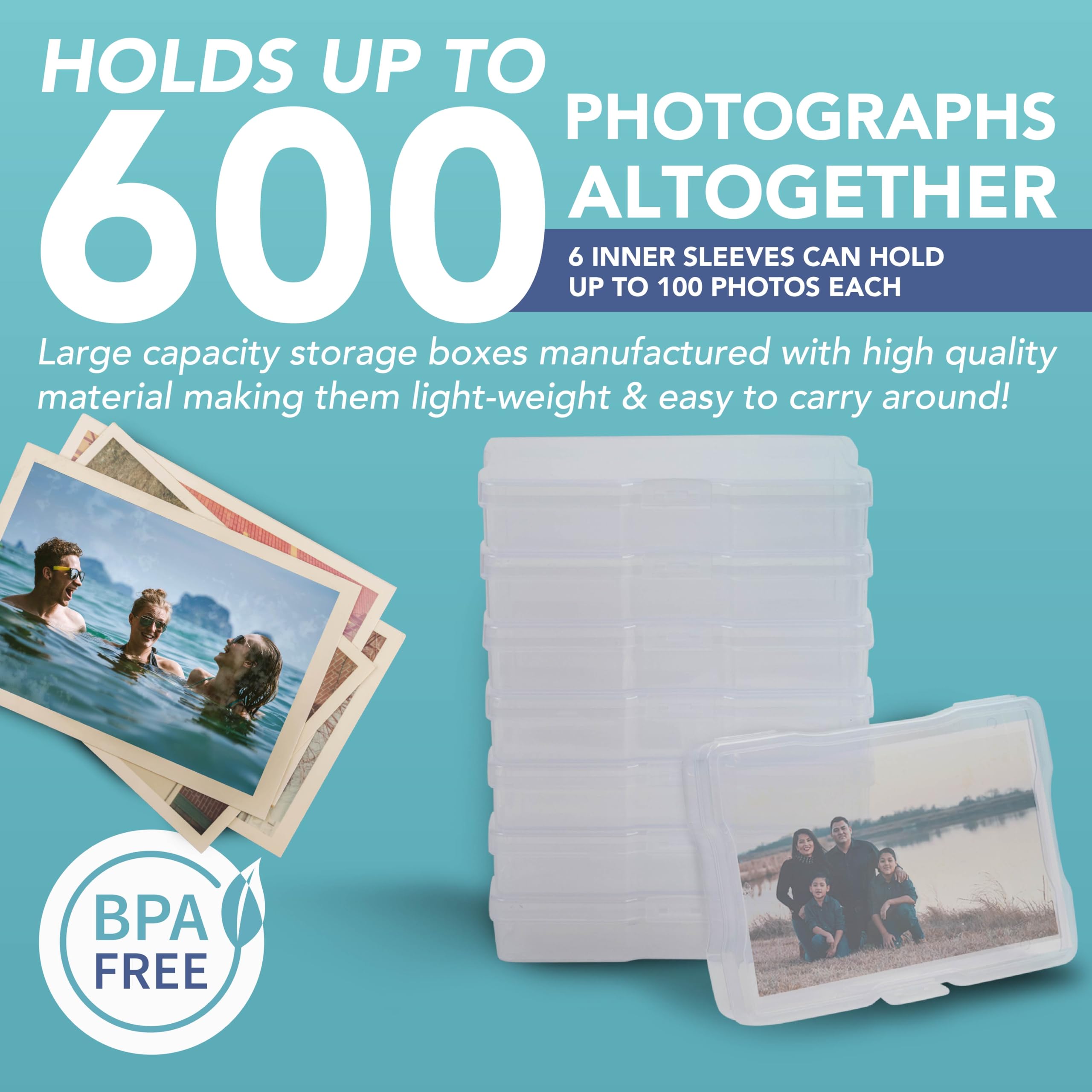 HEFTMAN 5” X 7” PHOTO STORAGE BOXES - CLEAR