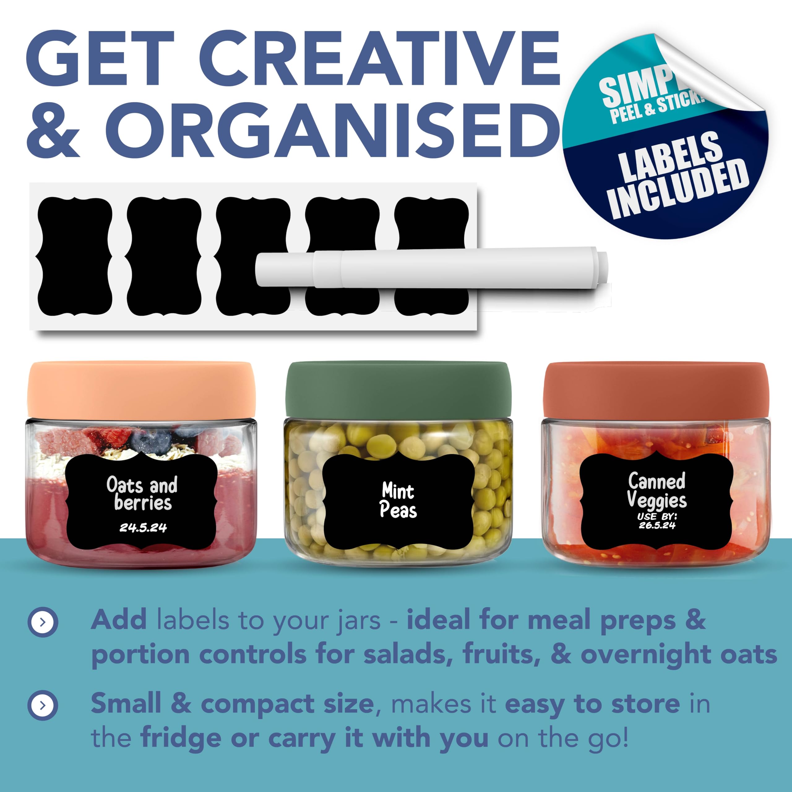 HEFTMAN JARS WITH LIDS 300ML 4 PACK